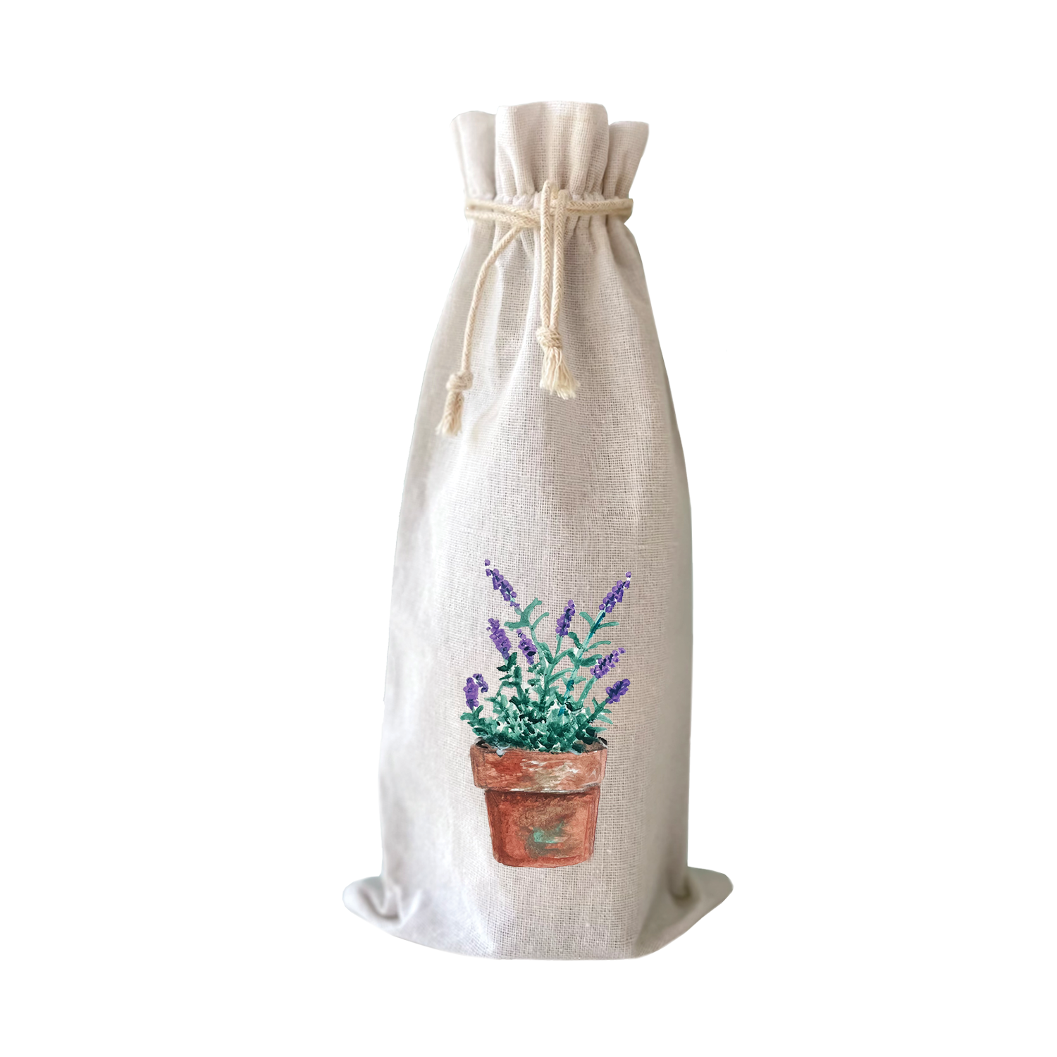 lavender in pot wine bag