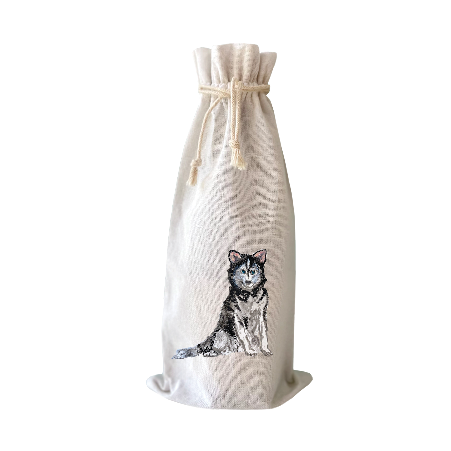 siberian husky wine bag