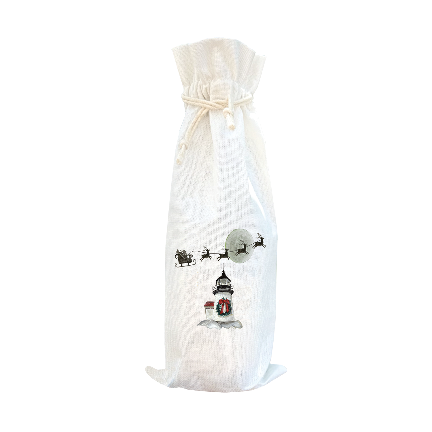 brant point with santa and sleigh wine bag