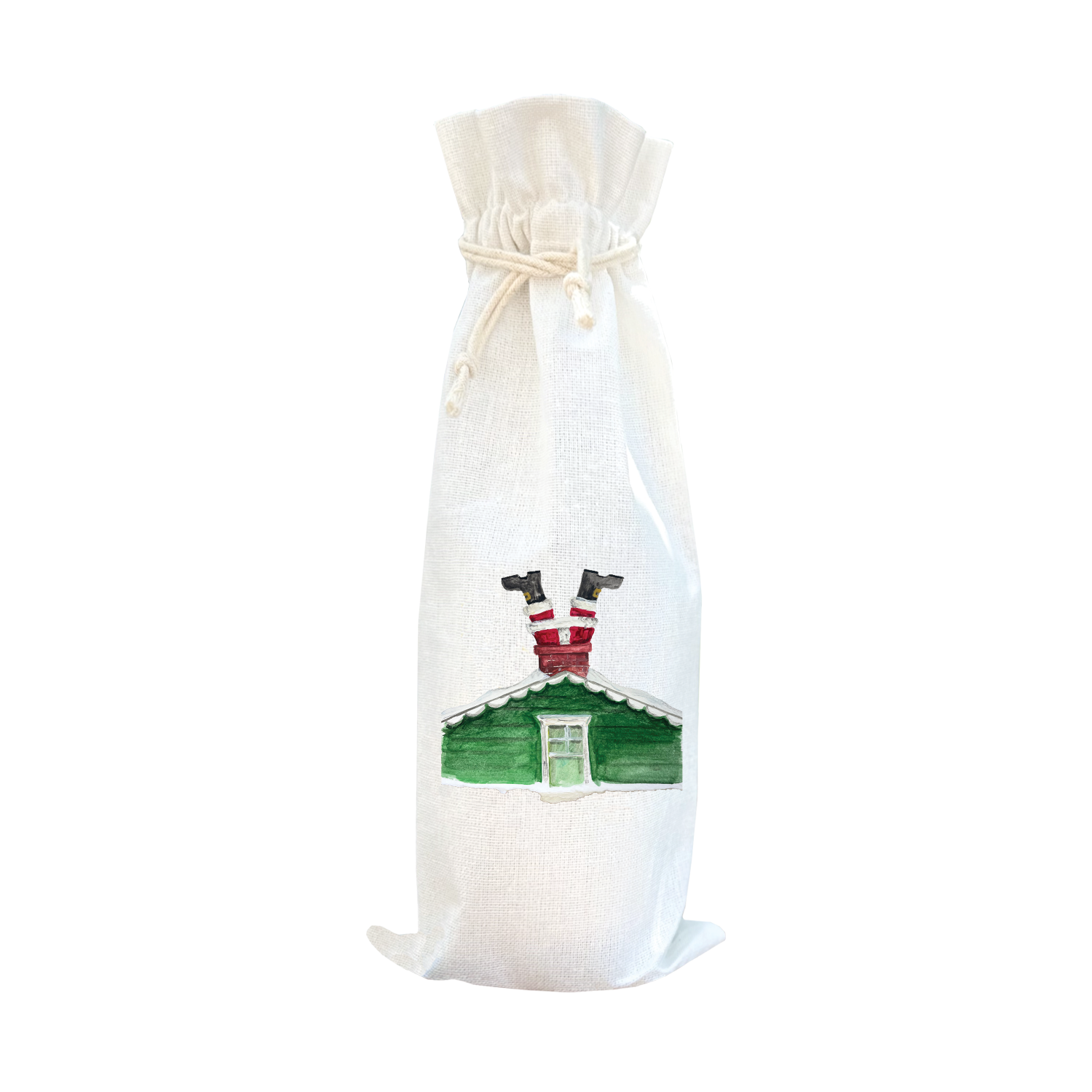 santa upside sown wine bag