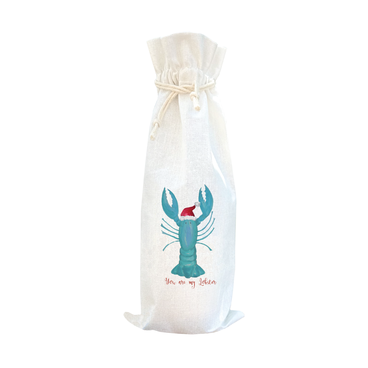 lobster cooked santa hat wine bag