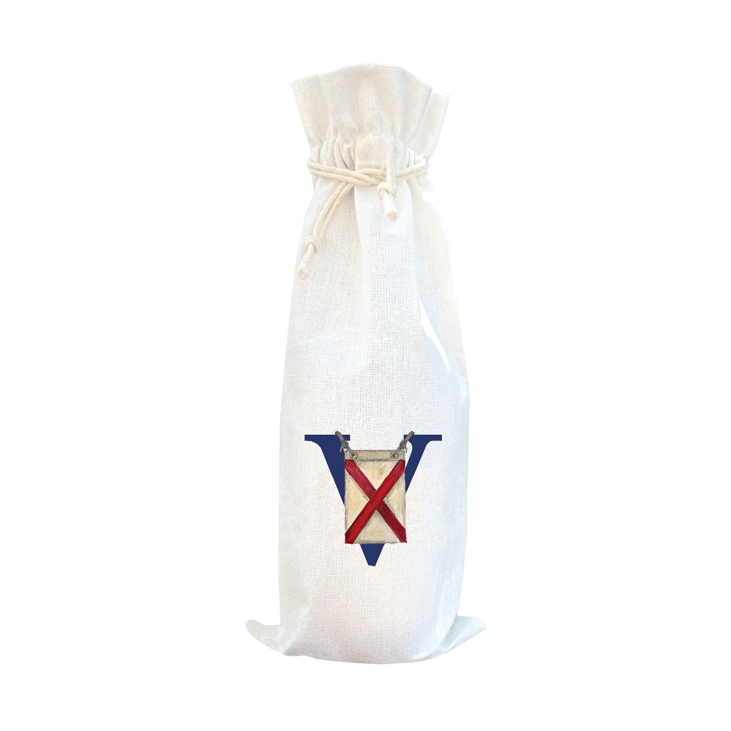 nautical alphabet - V wine bag
