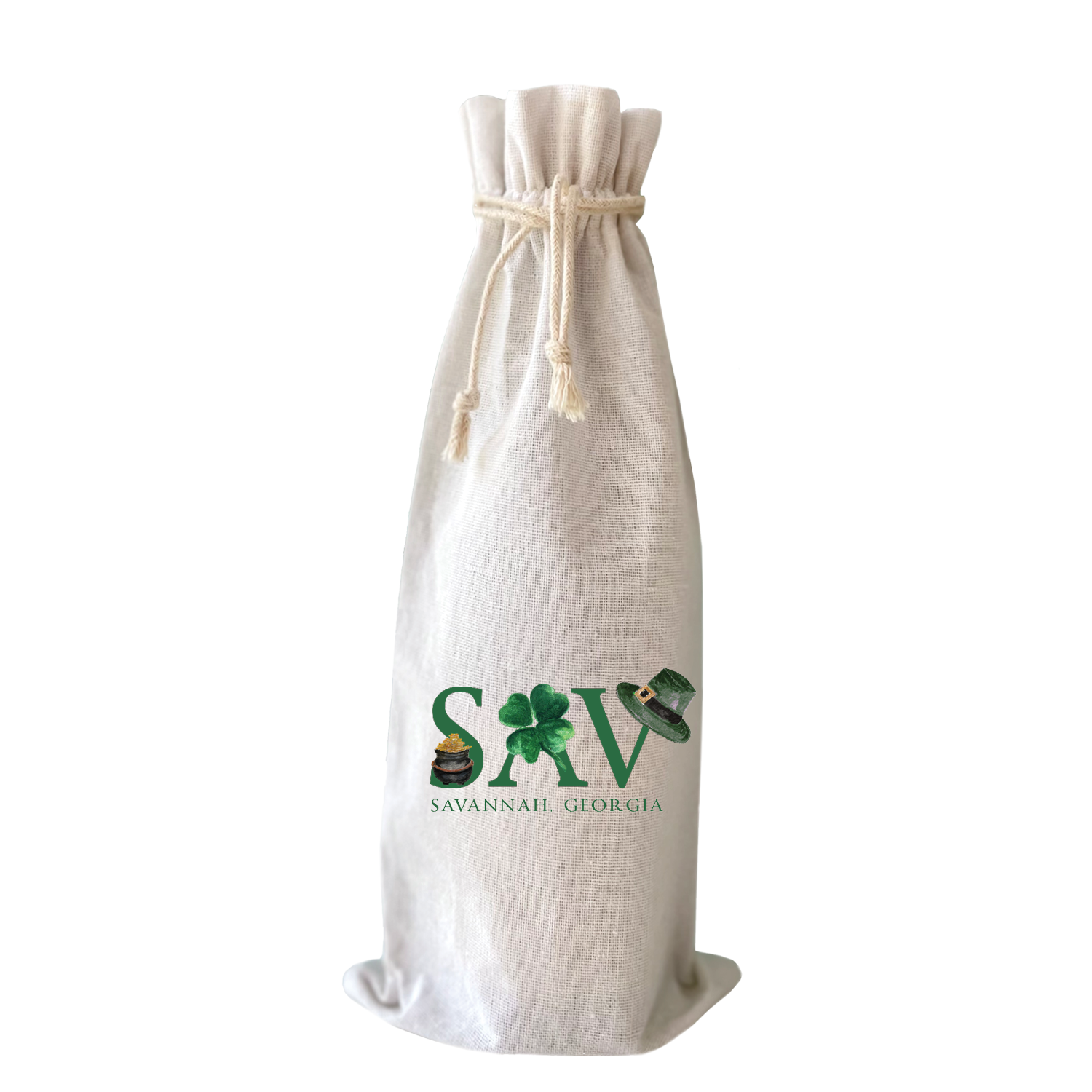 sav st patty's day wine bag
