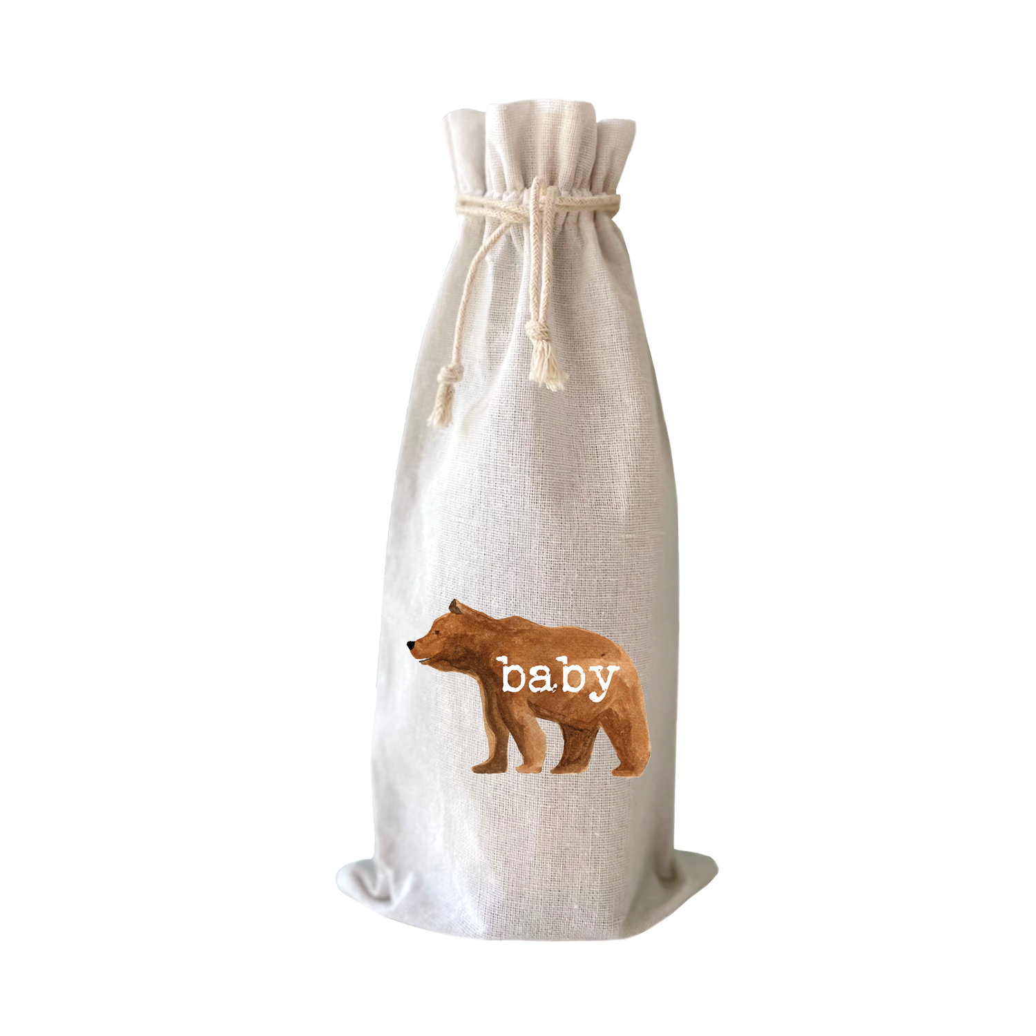 baby text bear wine bag