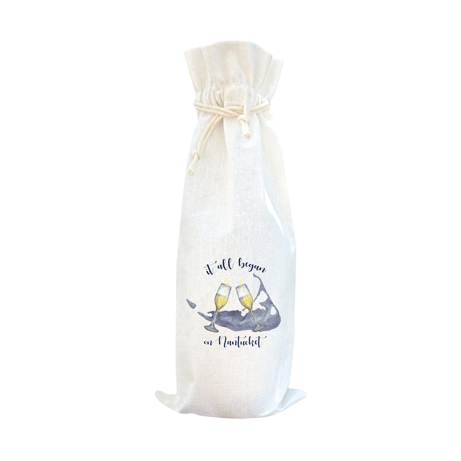 it all began on nantucket with map wine bag
