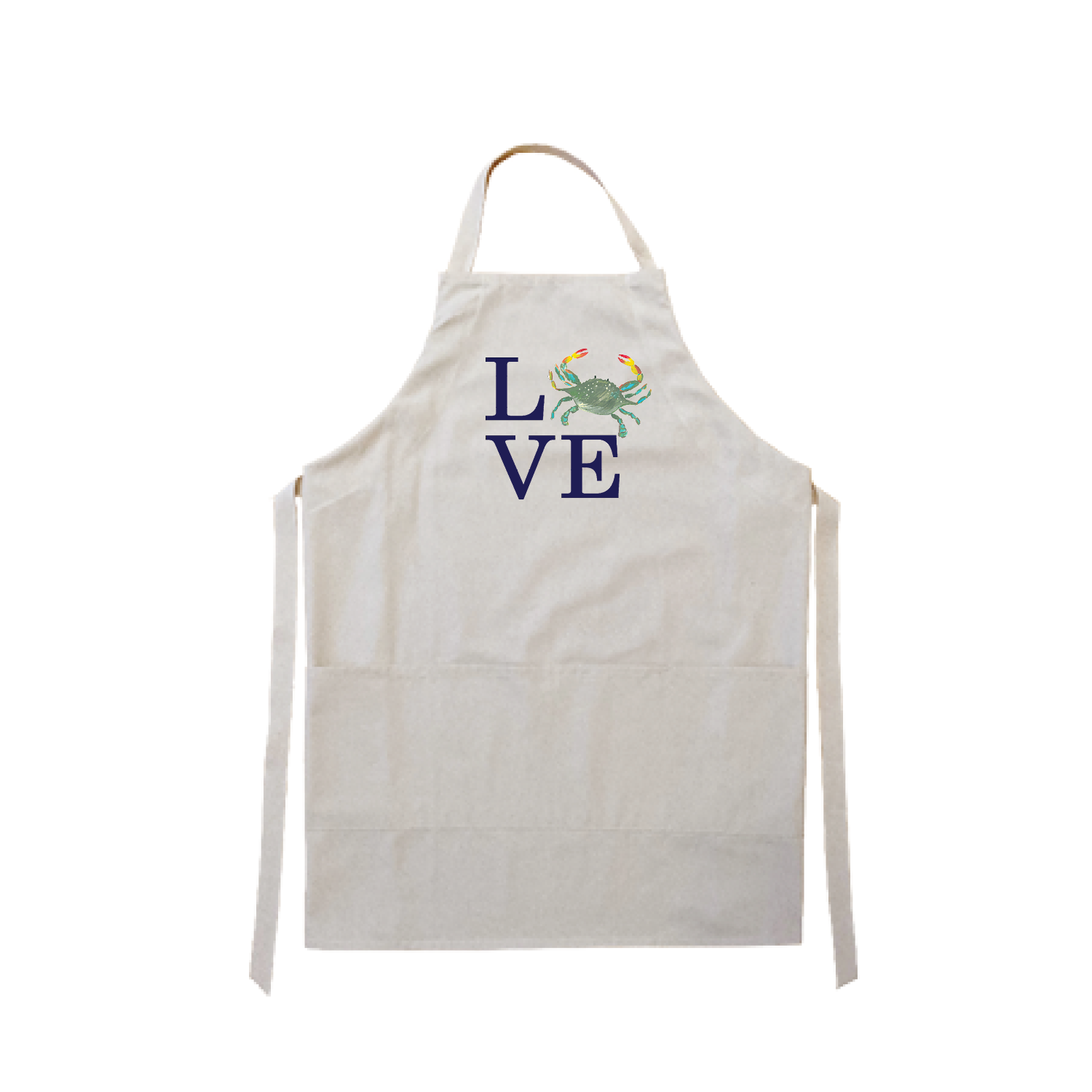 love crab with navy apron