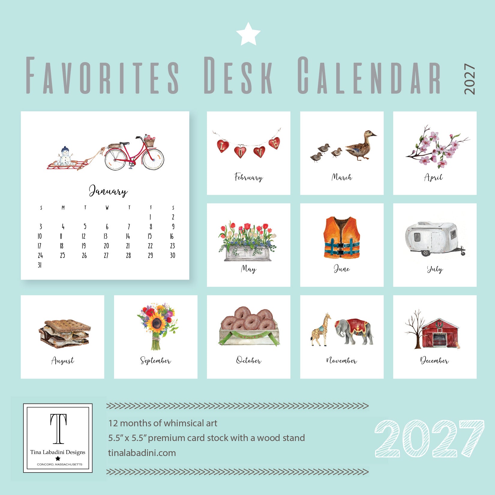 2027 Favorites Desk Calendar WITHOUT stand