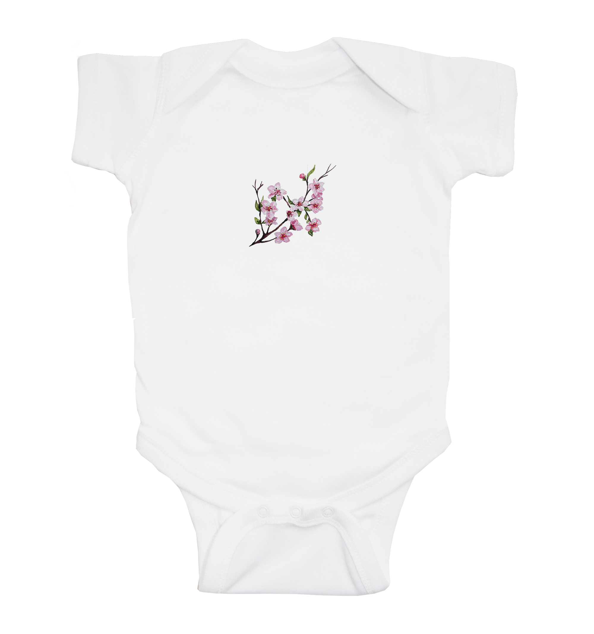 cherry blossoms baby snap up short sleeve