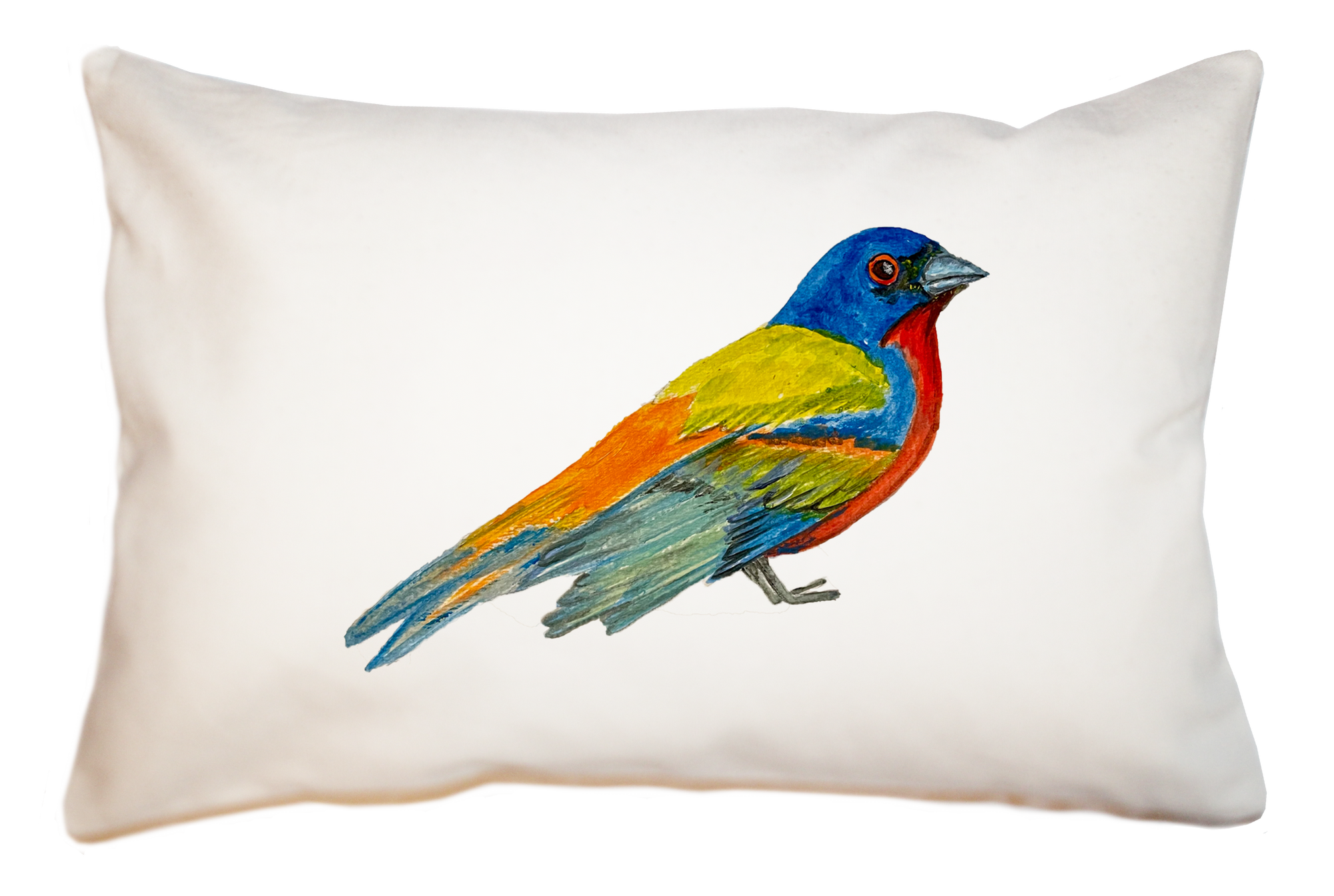 painted bunting large rectangle pillow