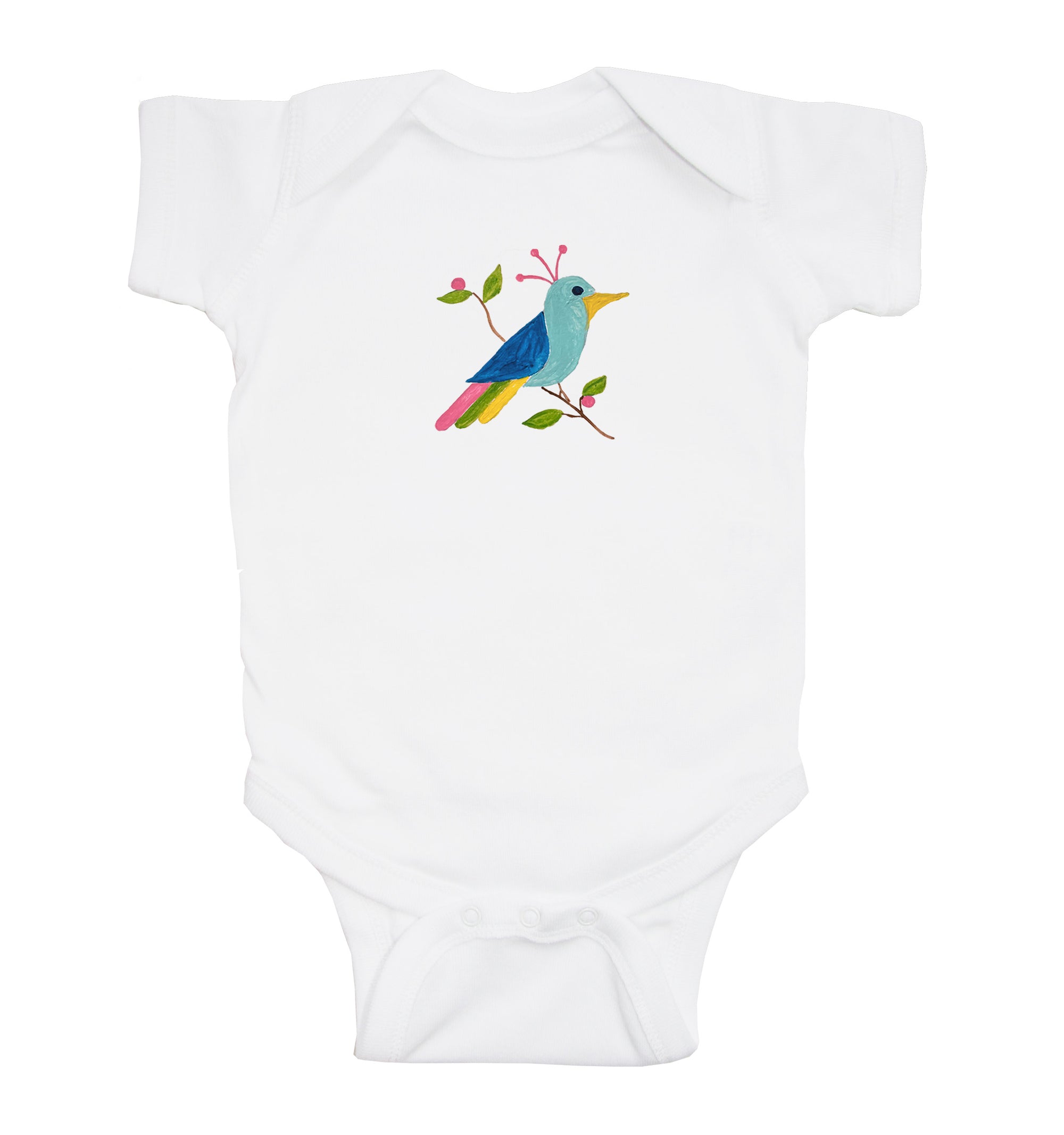 mahjong bird baby snap up short sleeve