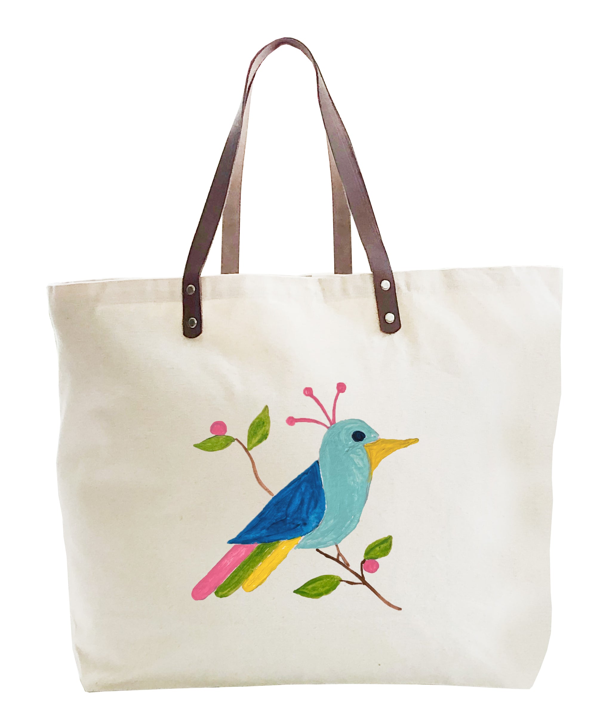 mahjong bird large tote