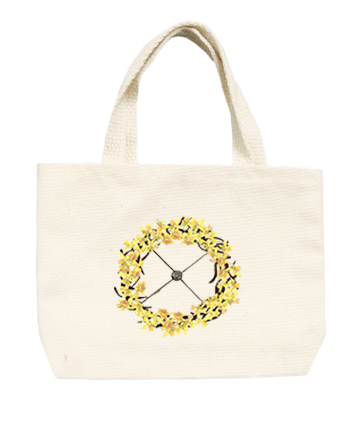 stick wreath with daffodils small tote