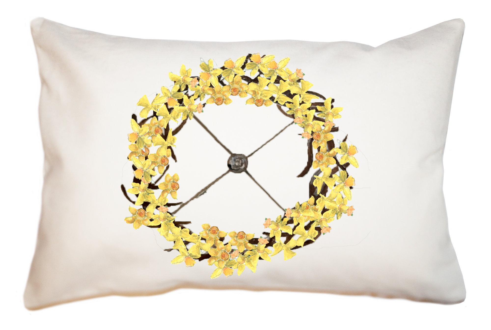 stick wreath with daffodils large rectangle pillow