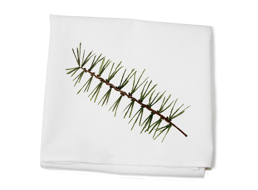 pine branch flour sack towel