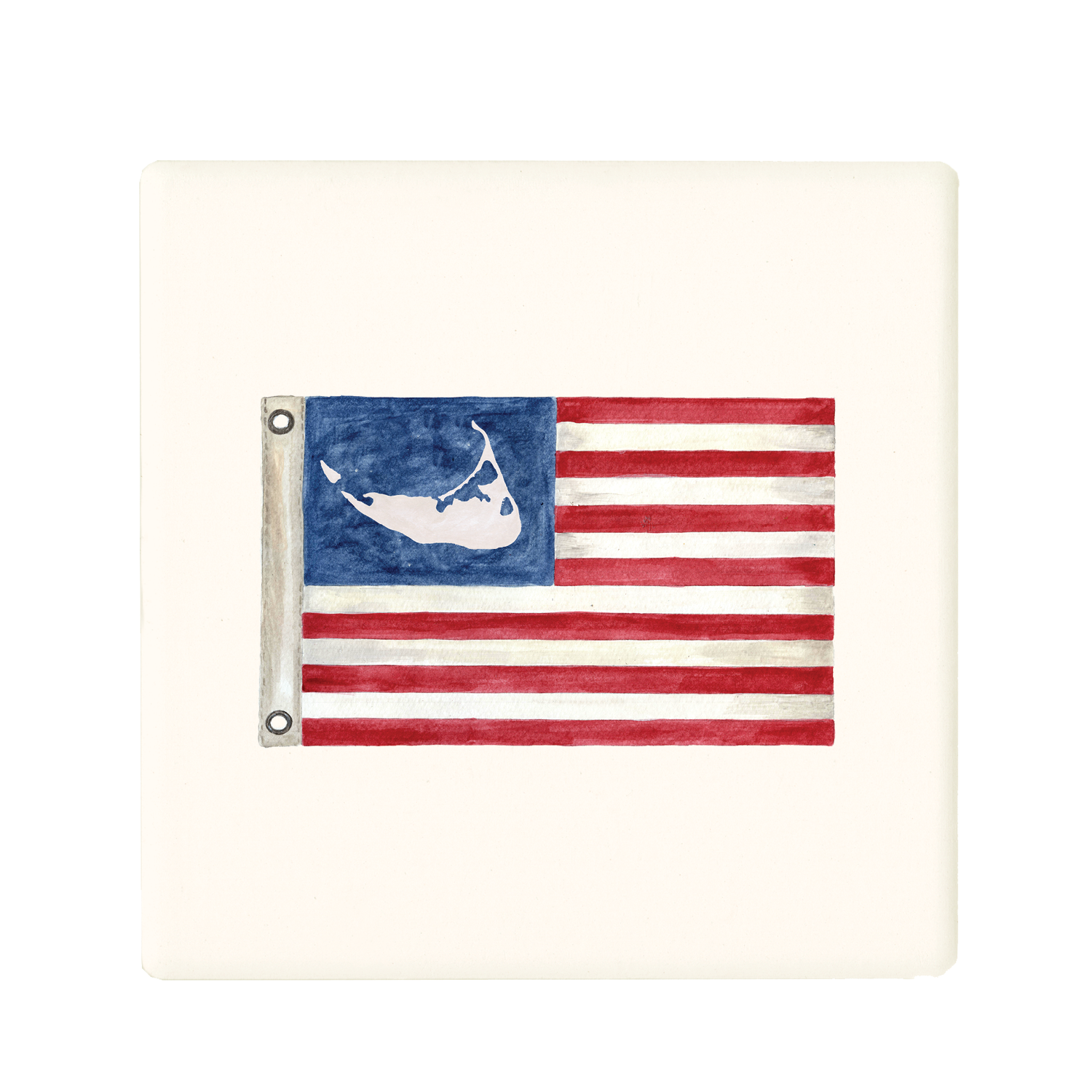 american flag with nantucket coaster