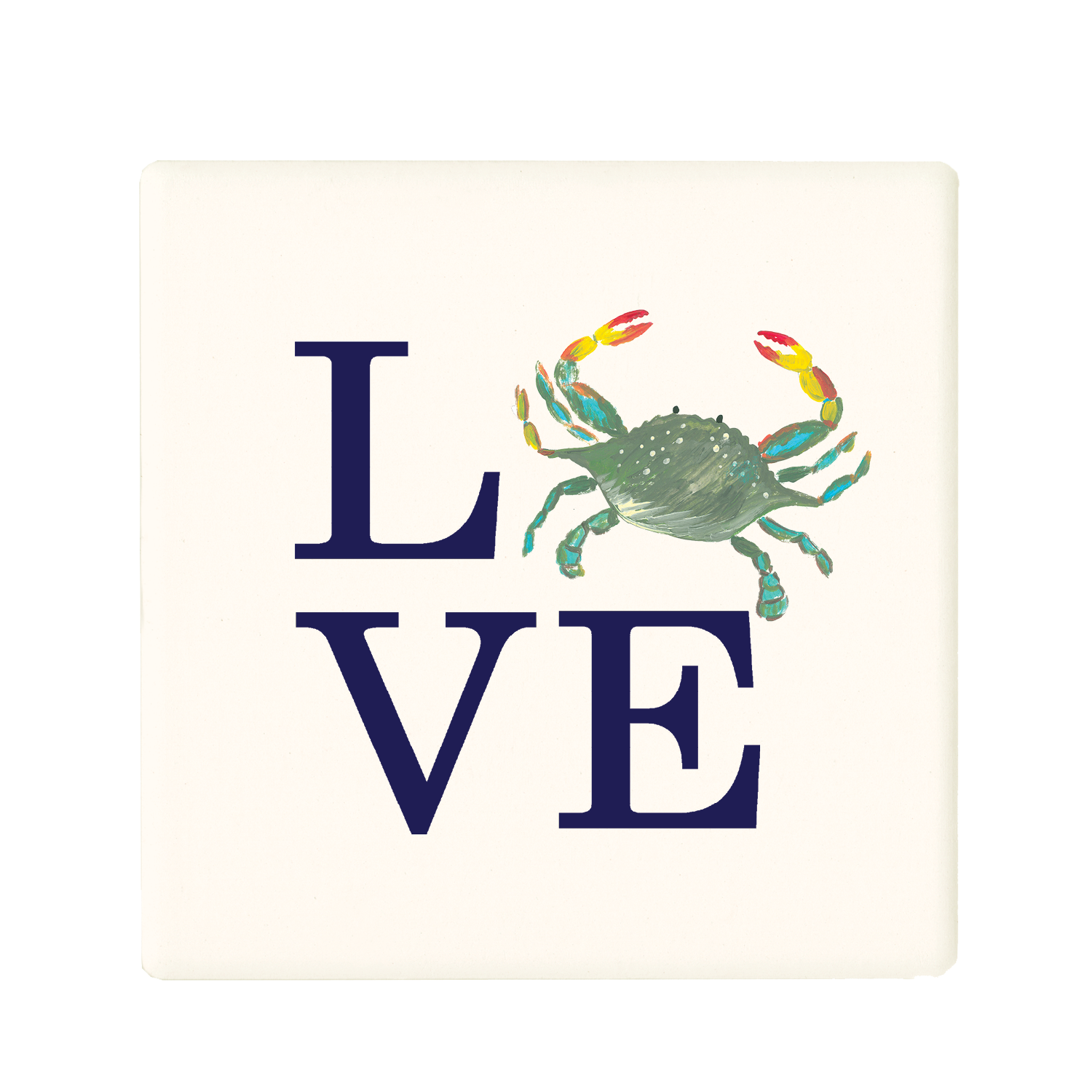 love crab with navy coaster
