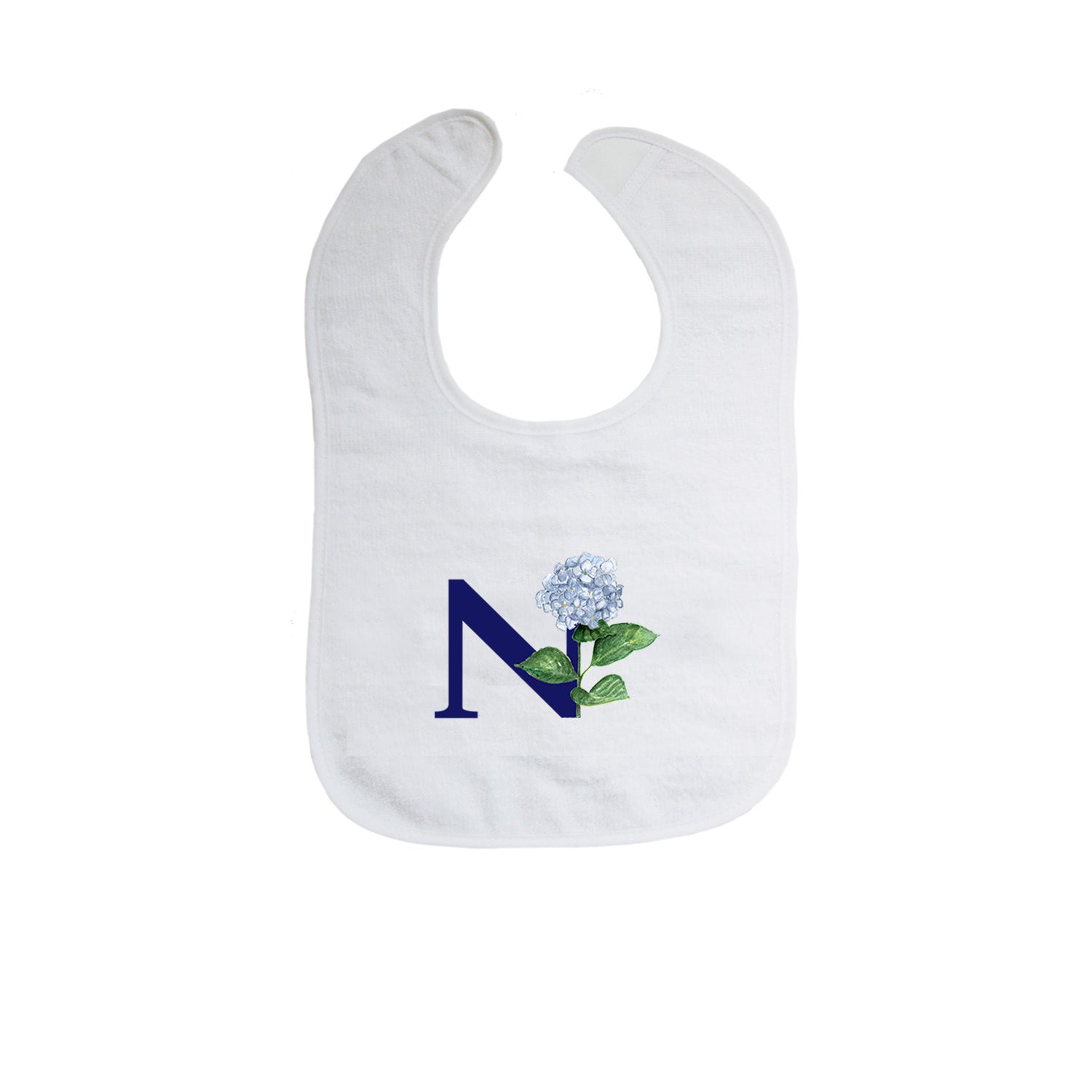 nautical n with hydrangea bib