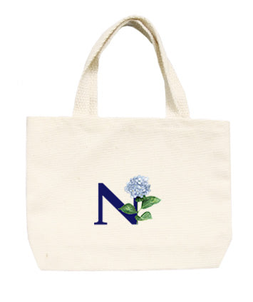 nautical n with hydrangea small tote
