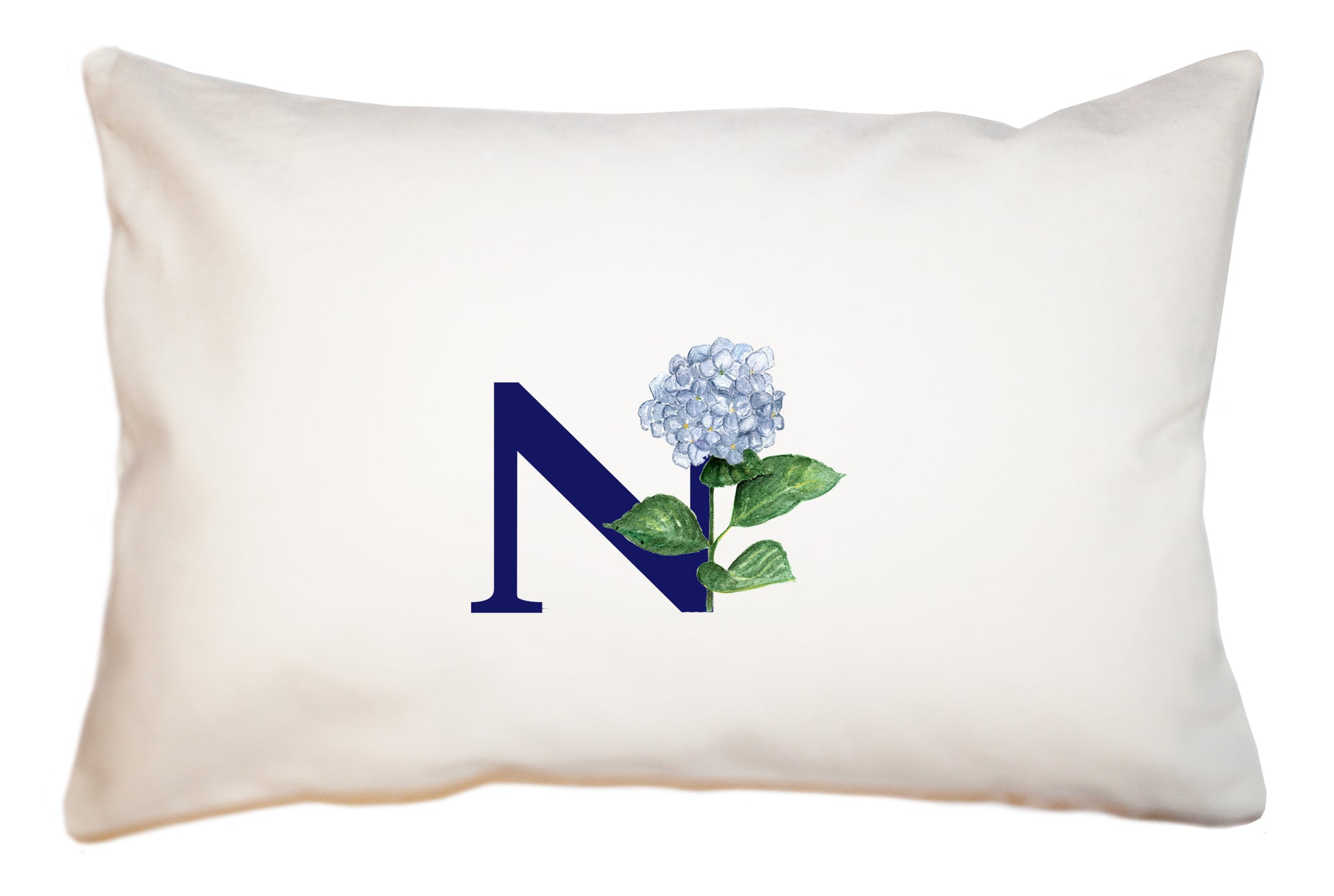 nautical n with hydrangea large rectangle pillow