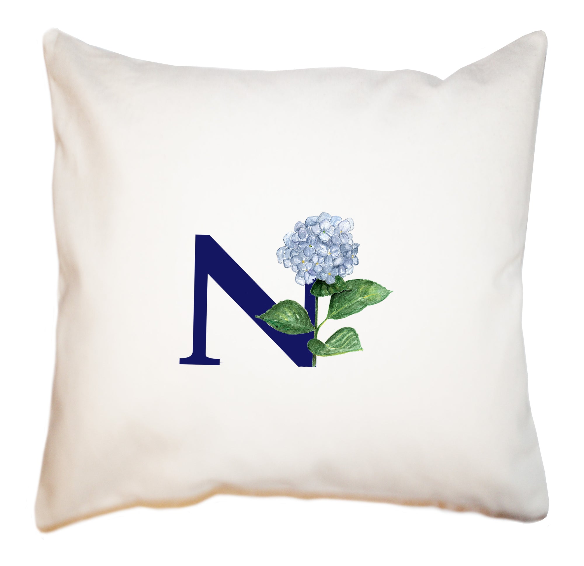 nautical n with hydrangea square pillow