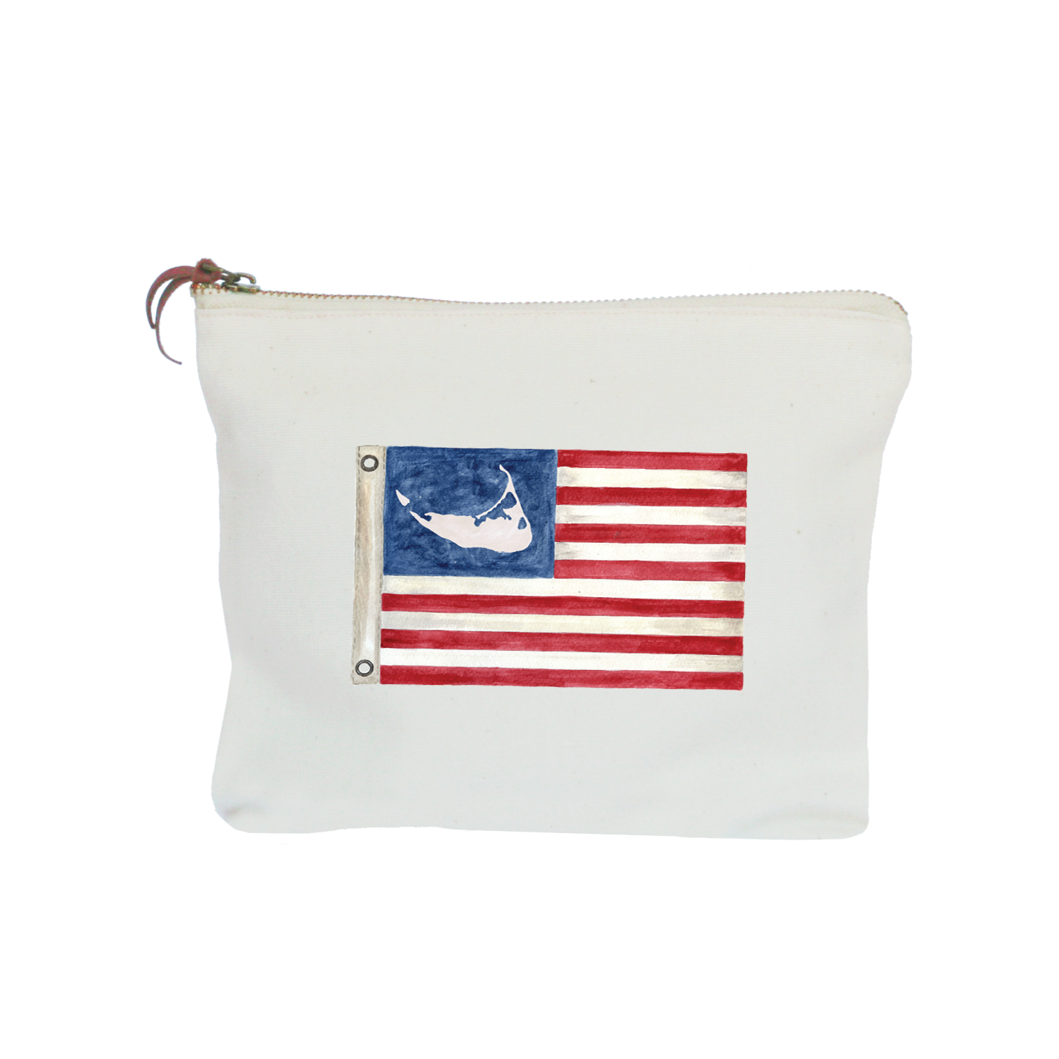 american flag with nantucket zipper pouch