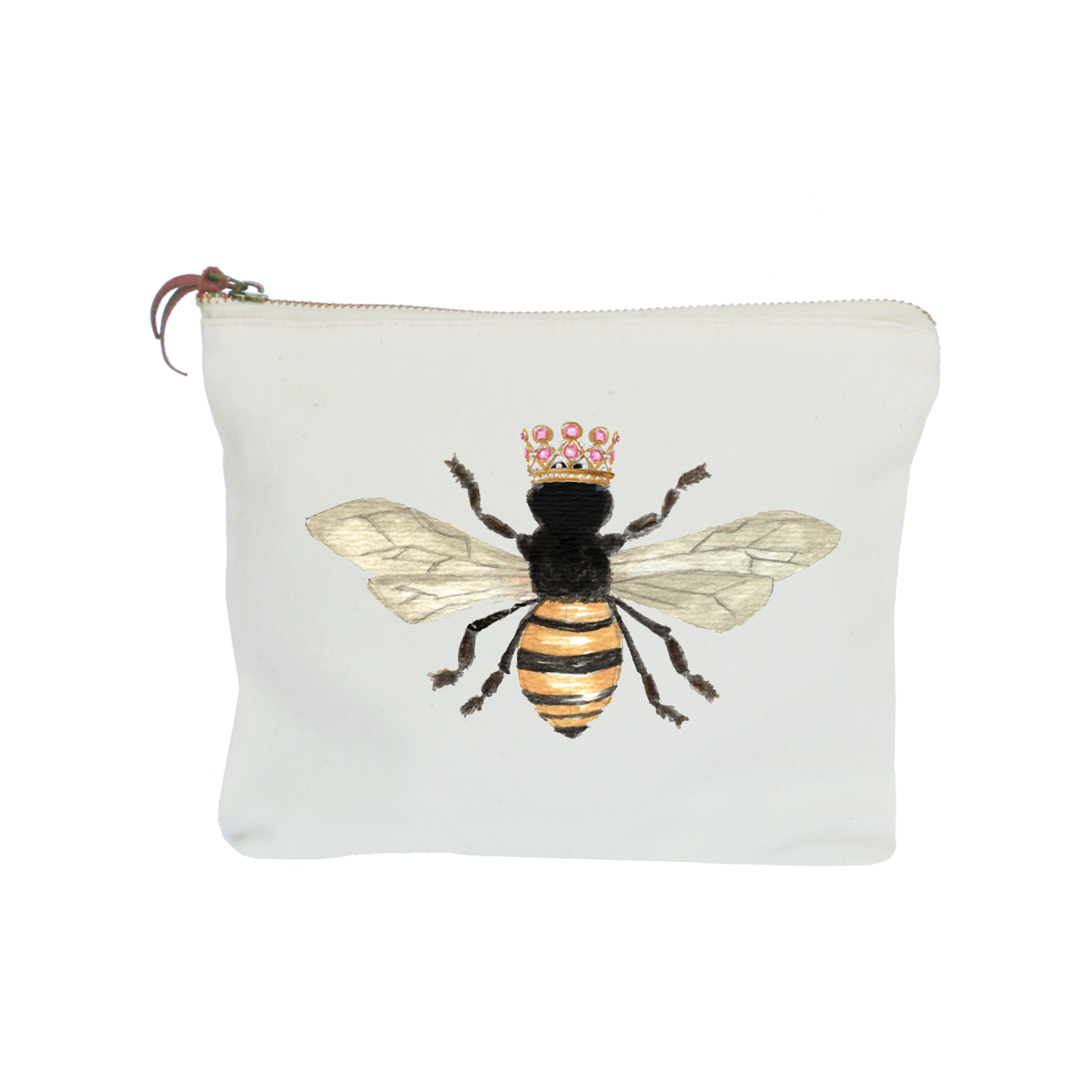 queen bee with crown zipper pouch