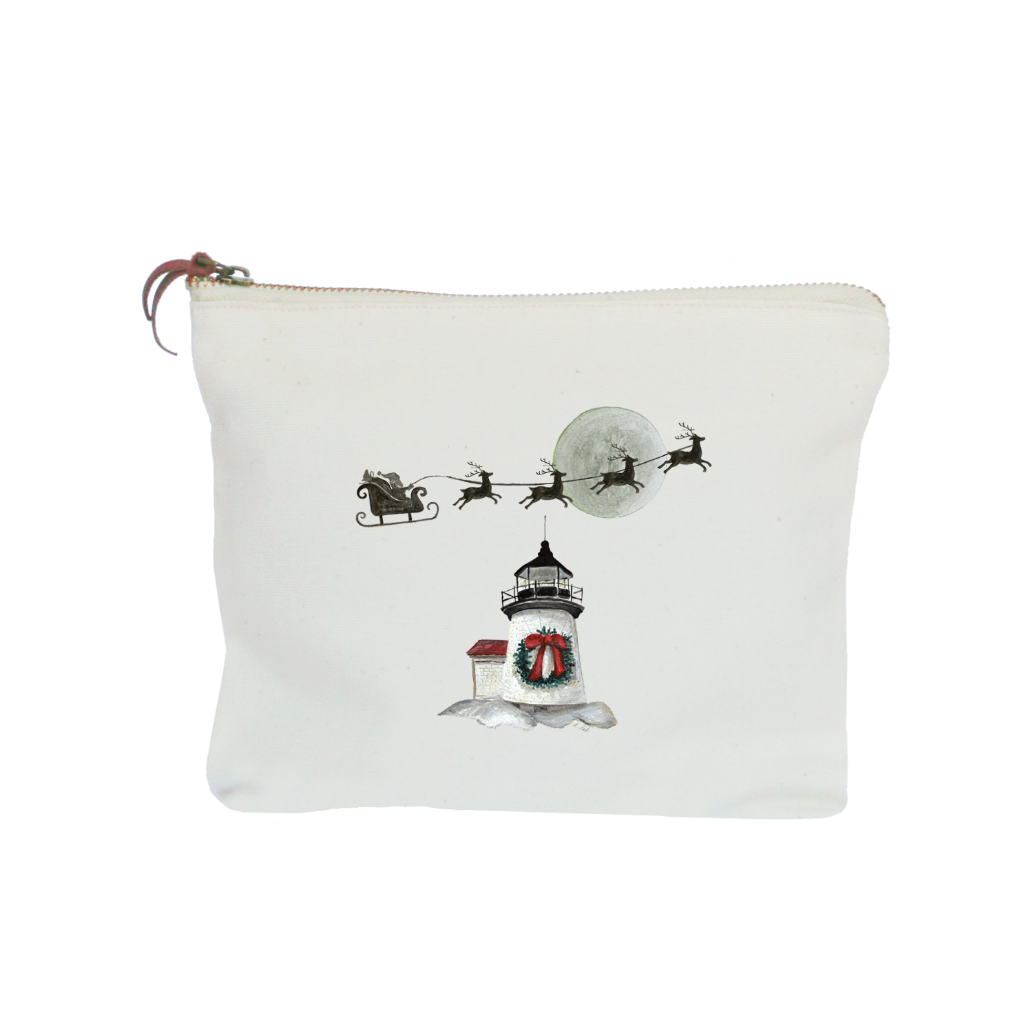 brant point with santa and sleigh zipper pouch