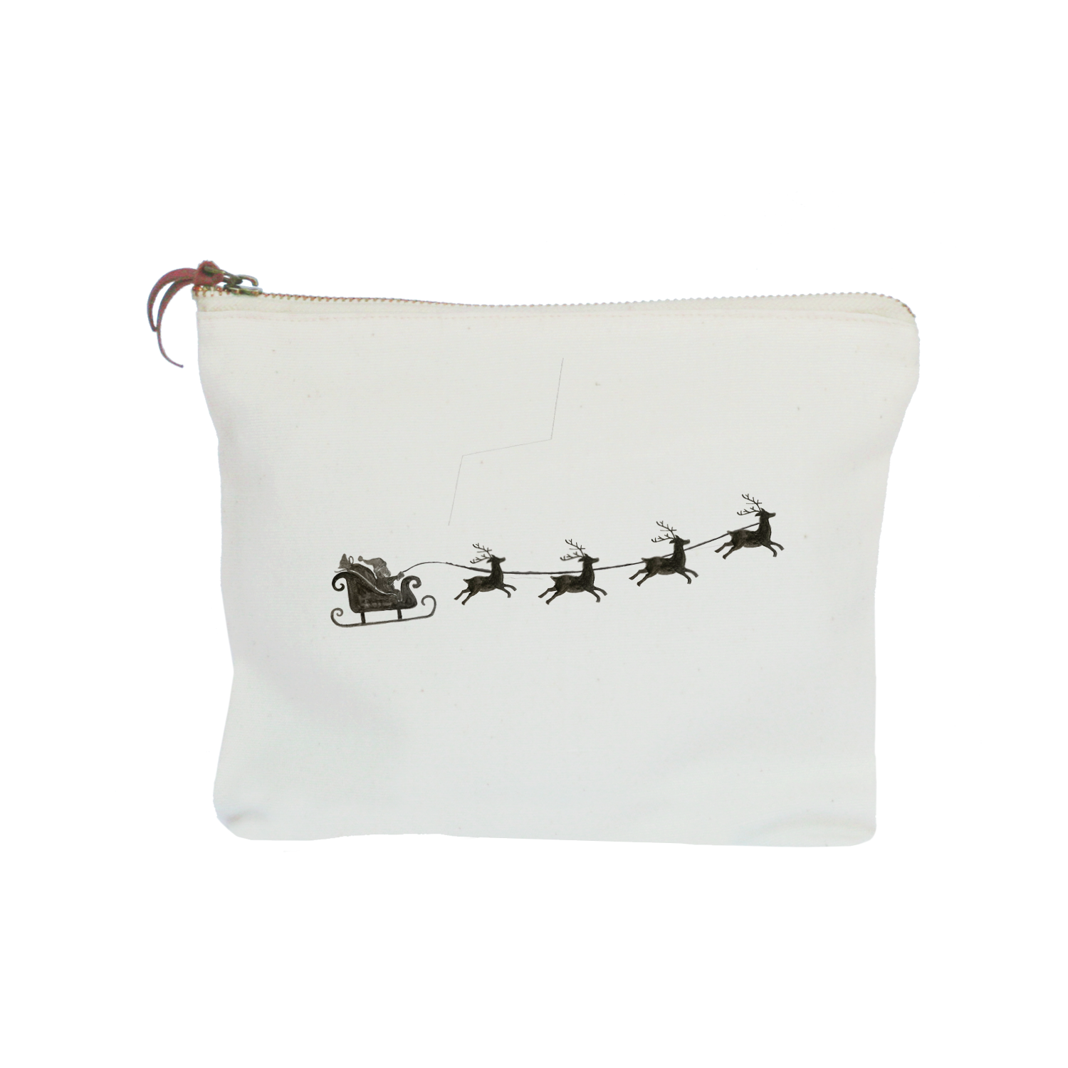 santa with sleigh and reindeer zipper pouch