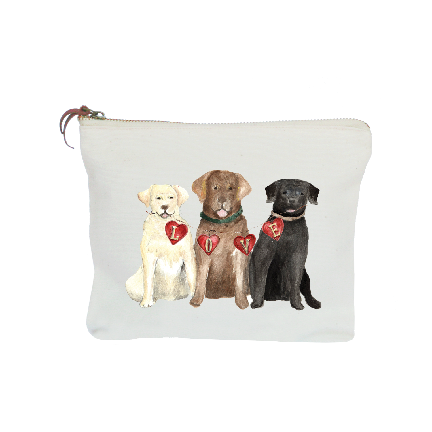 three labs valentine's day zipper pouch