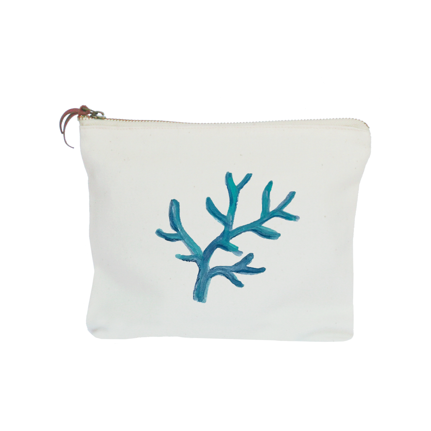 coral blue zipper pouch