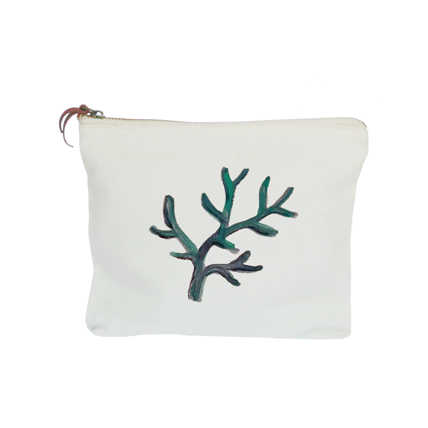 coral seafoam zipper pouch