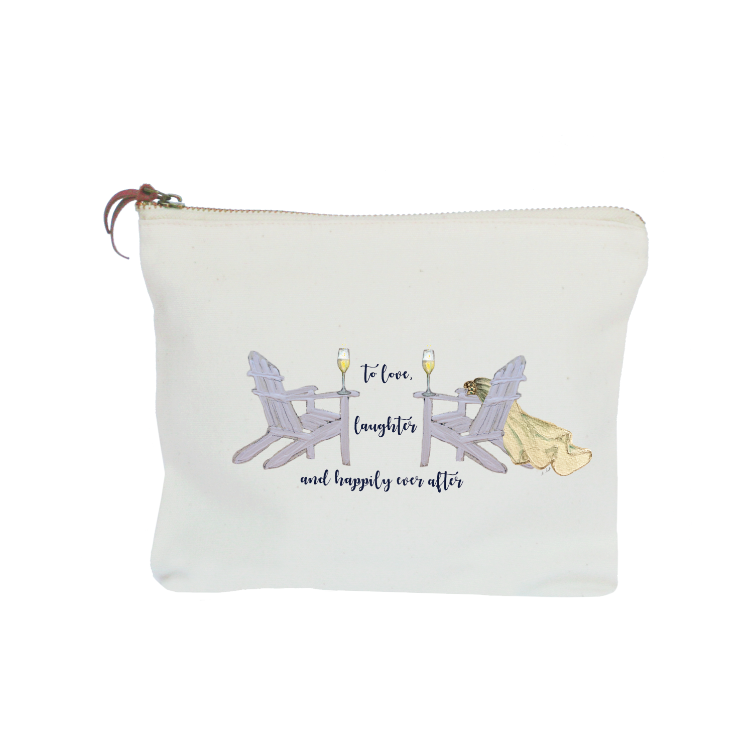 wedding to love to laughter zipper pouch