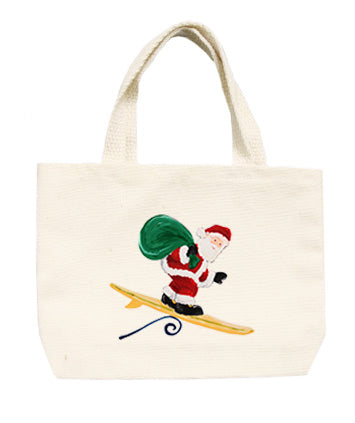 surfing santa small tote