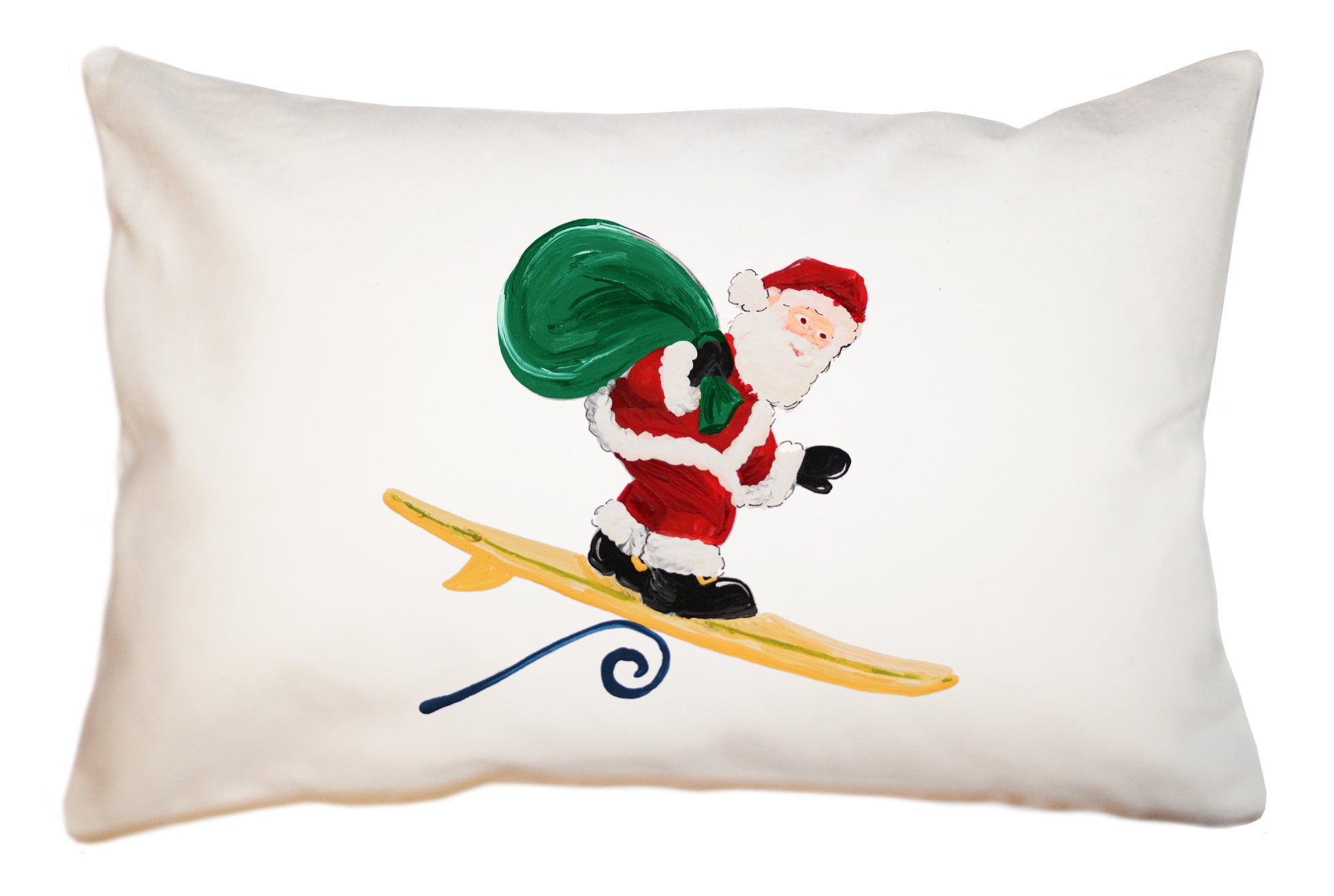 surfing santa large rectangle pillow