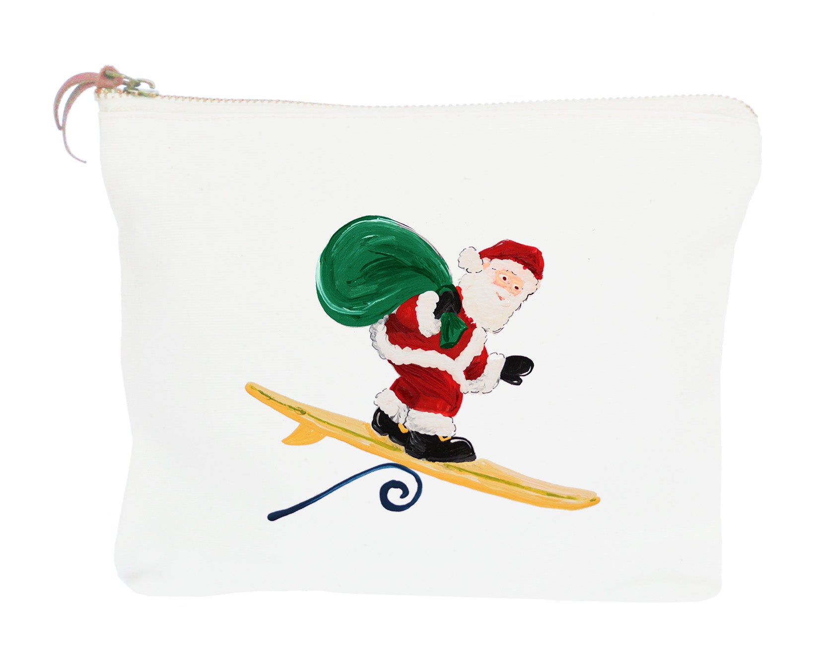 surfing santa zipper pouch