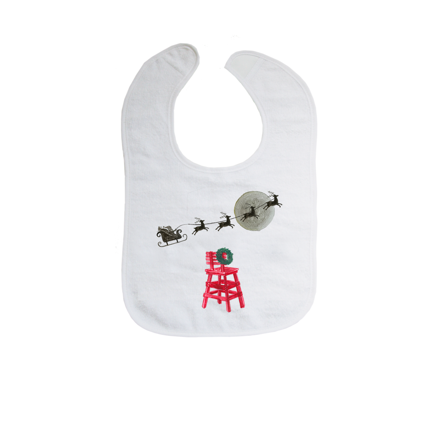 santa sleigh and red lifeguard chair bib