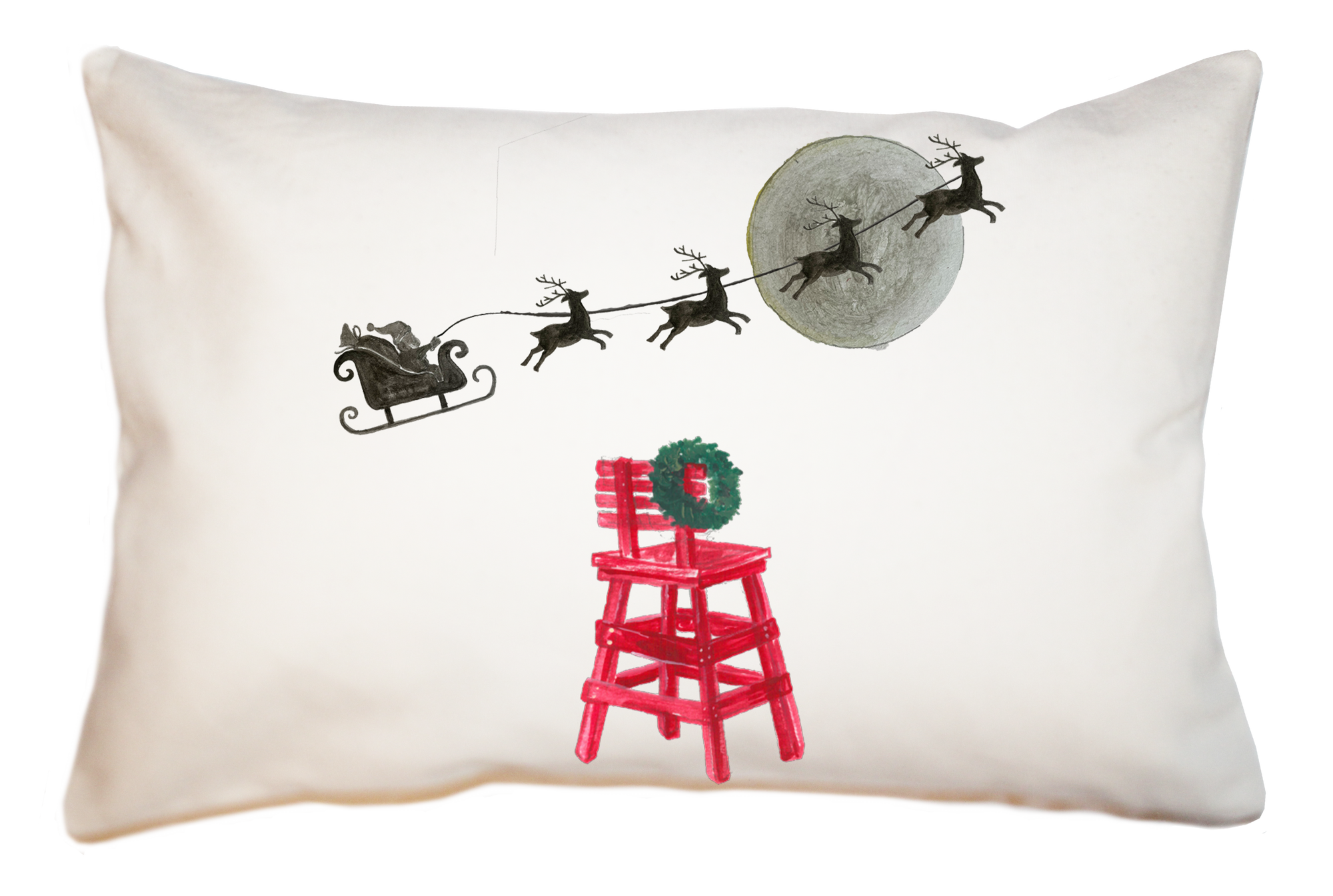santa sleigh and red lifeguard chair large rectangle pillow