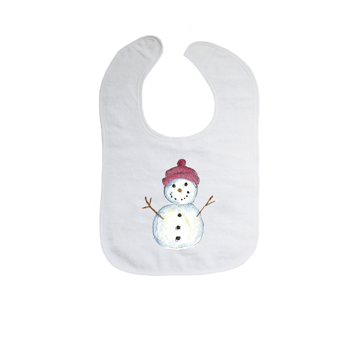 snowman baby with pink hat bib