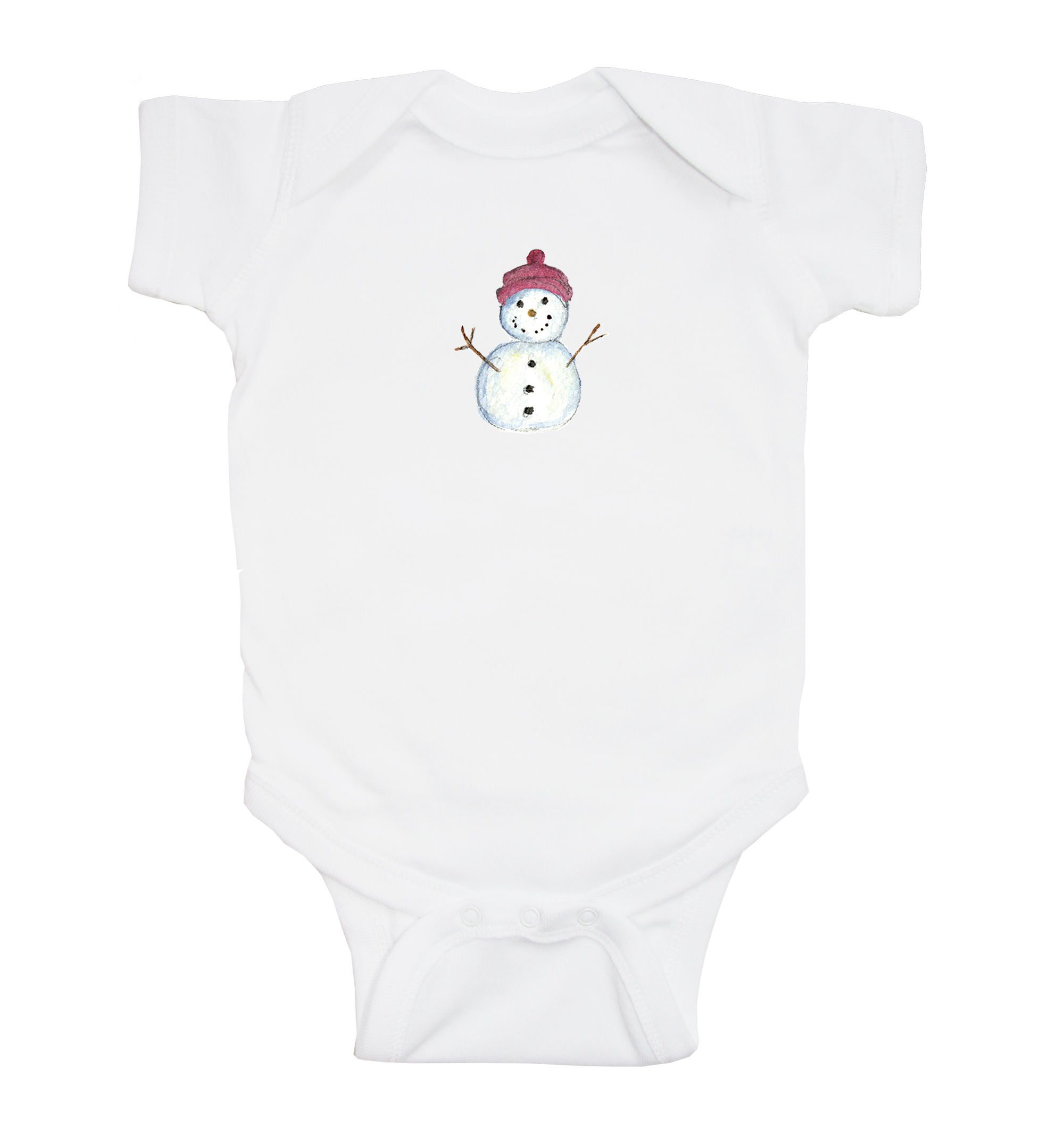 snowman baby with pink hat baby snap up short sleeve