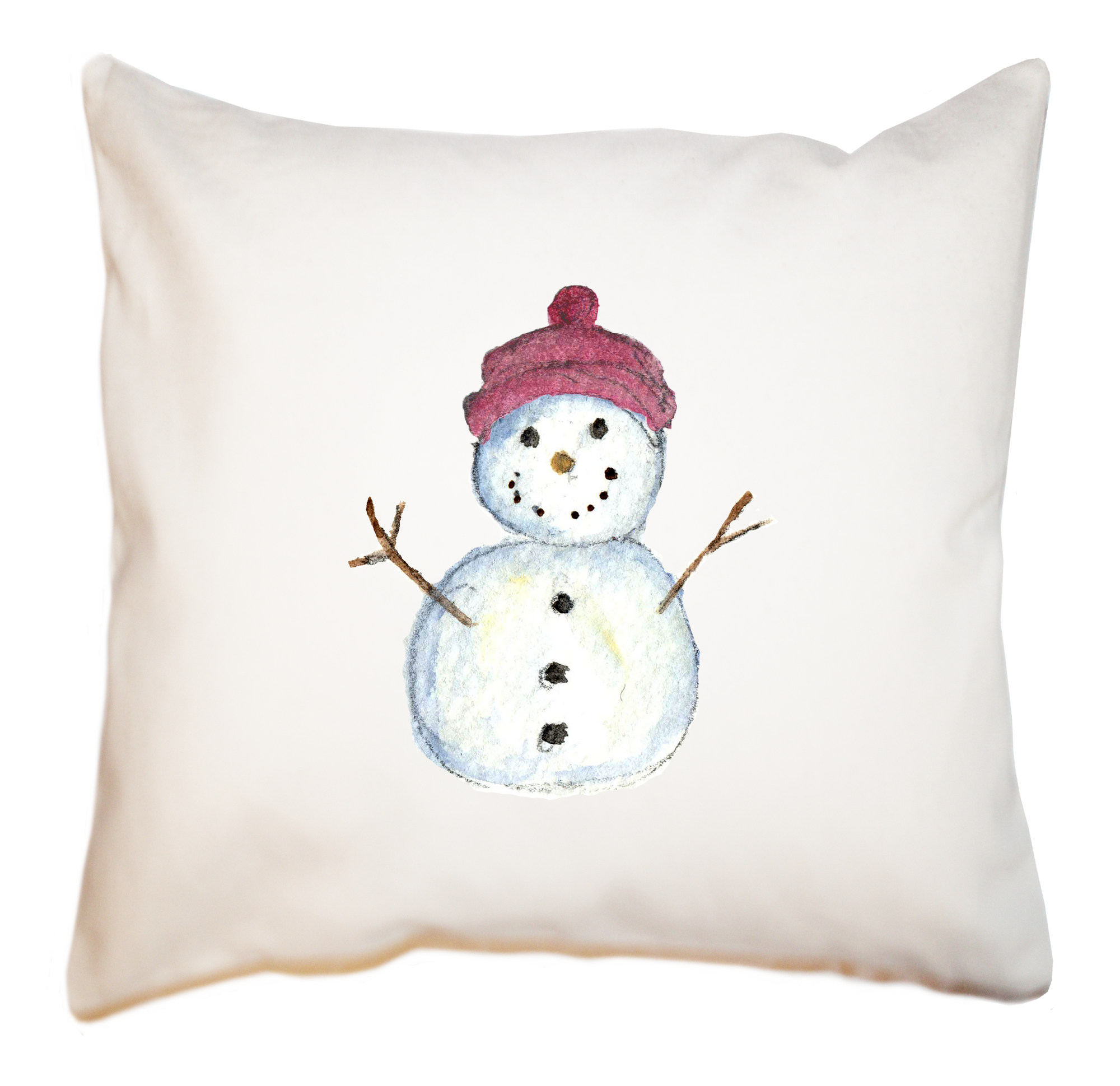 snowman baby with pink hat square pillow
