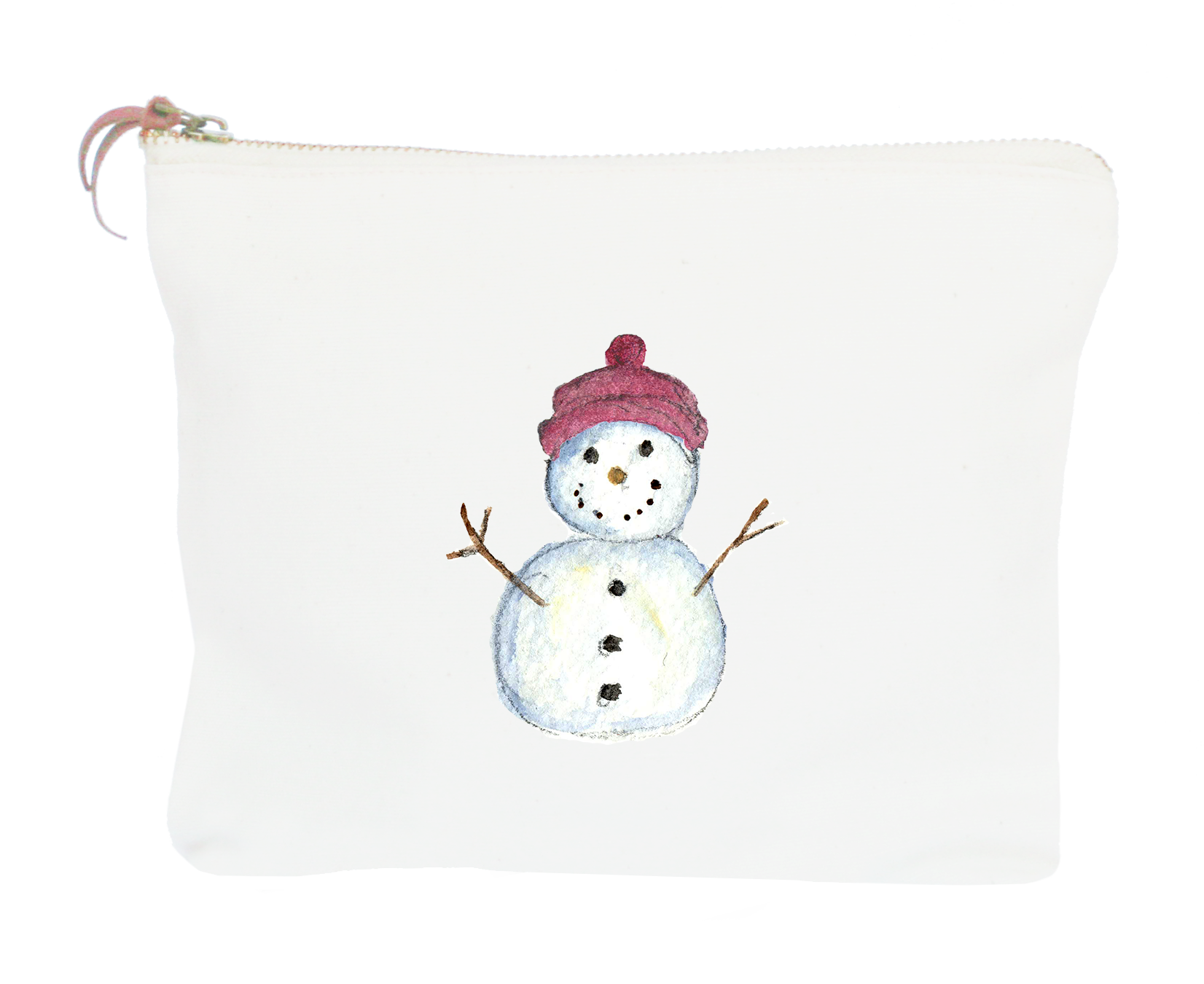 snowman baby with pink hat zipper pouch