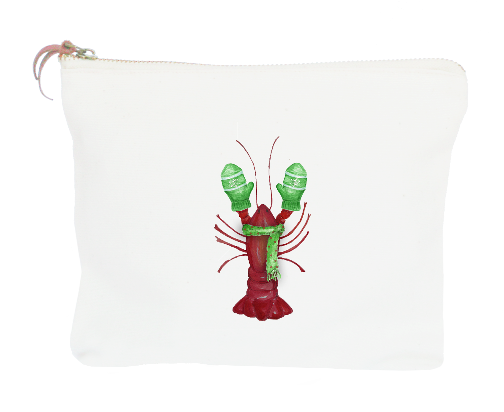 winter lobster zipper pouch