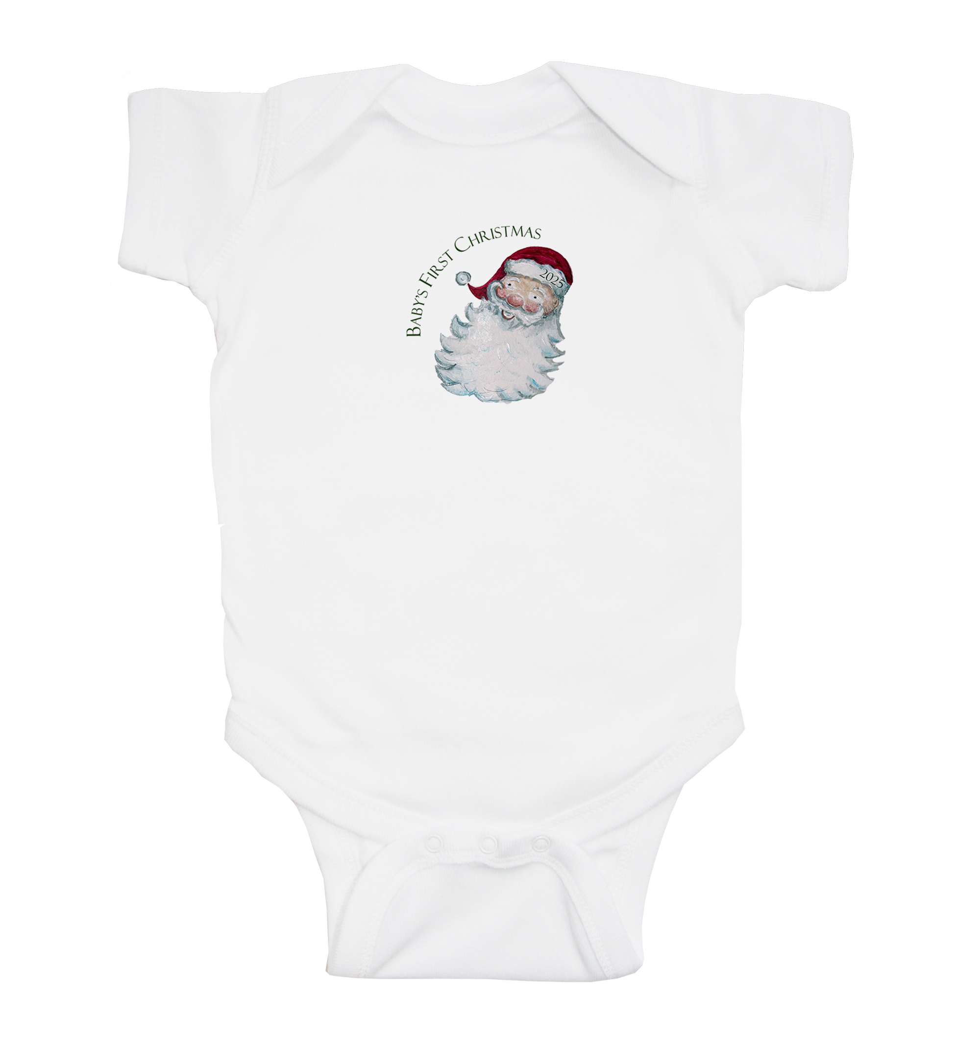 baby's first christmas with santa baby snap up short sleeve