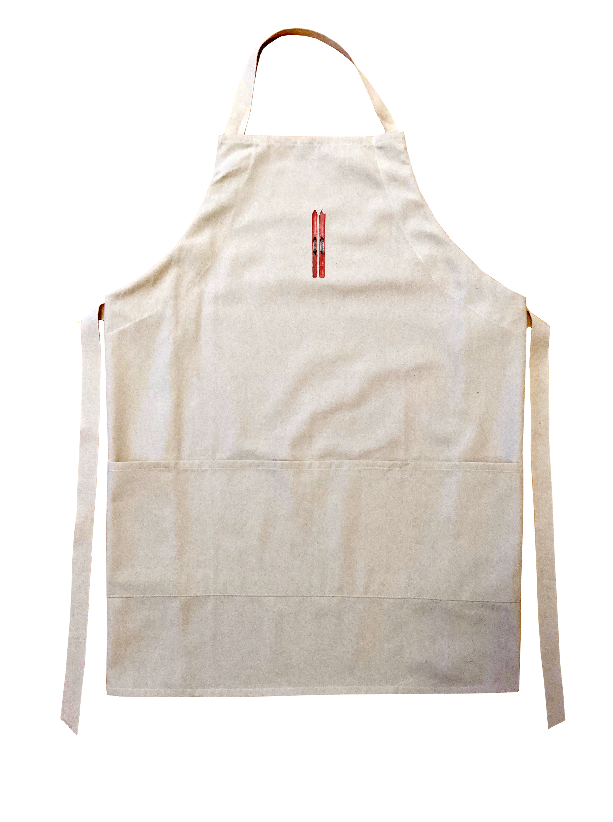 pair of red skis apron