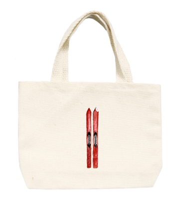 pair of red skis small tote
