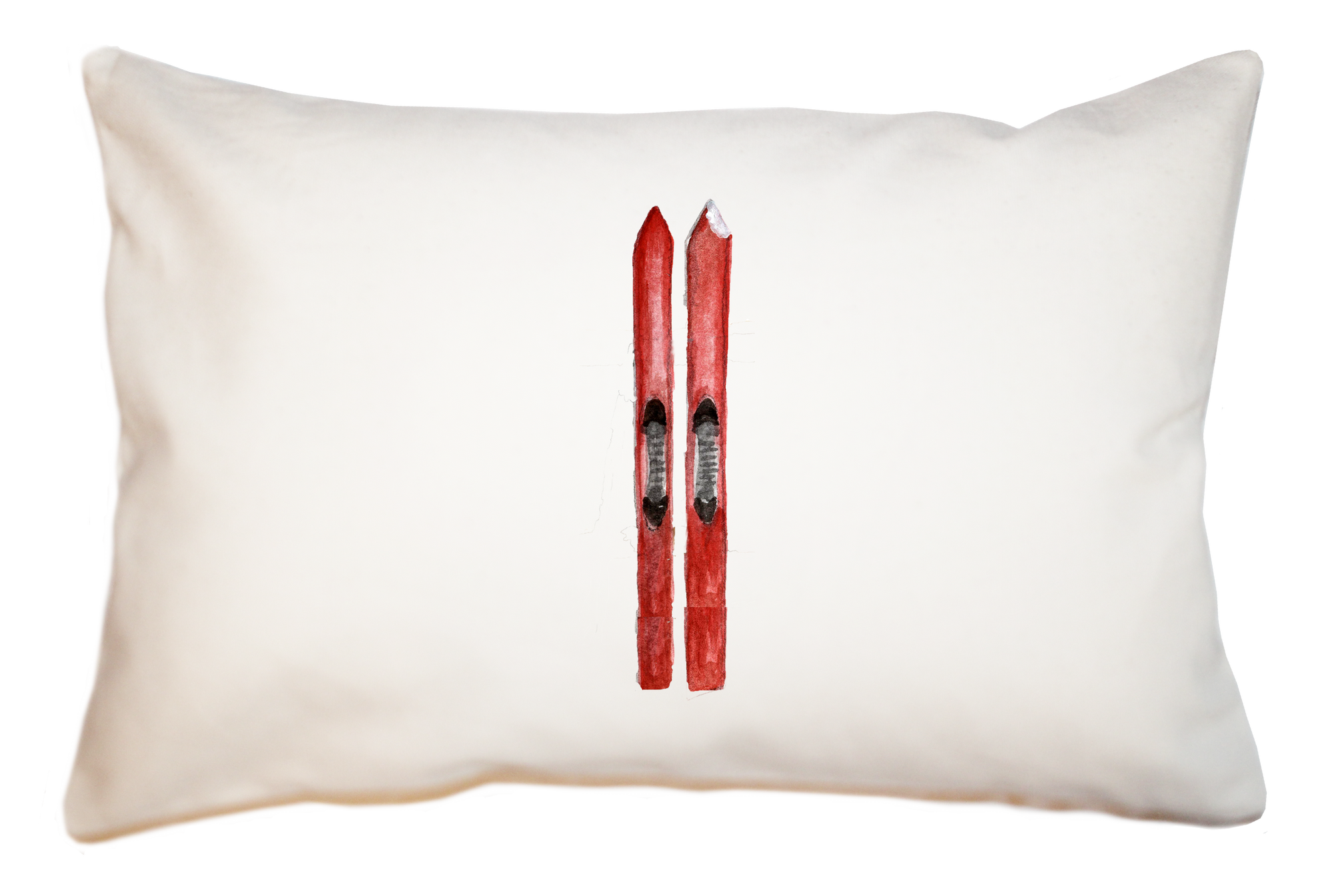 pair of red skis large rectangle pillow