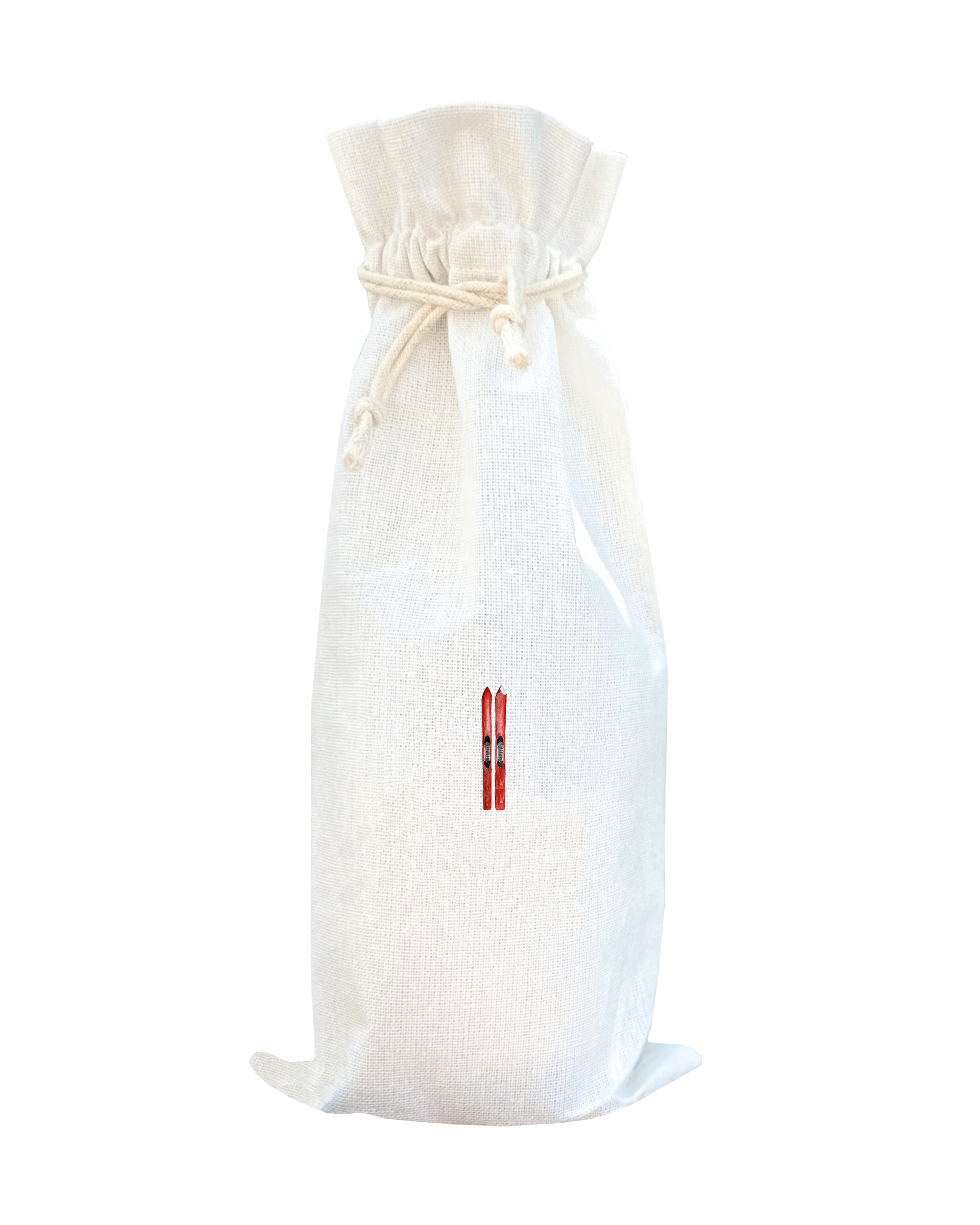 pair of red skis wine bag