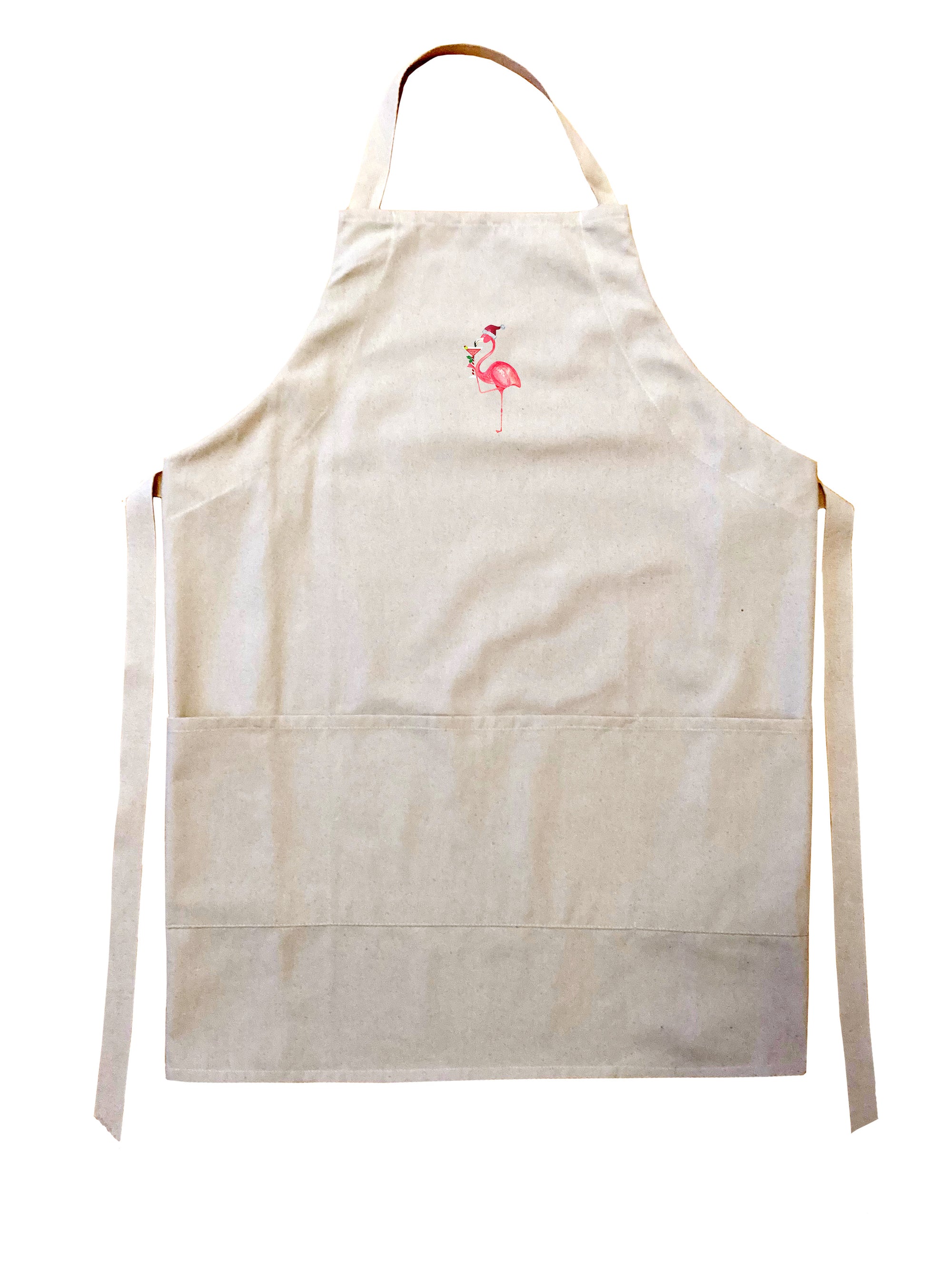 one christmas flamingo with martini apron