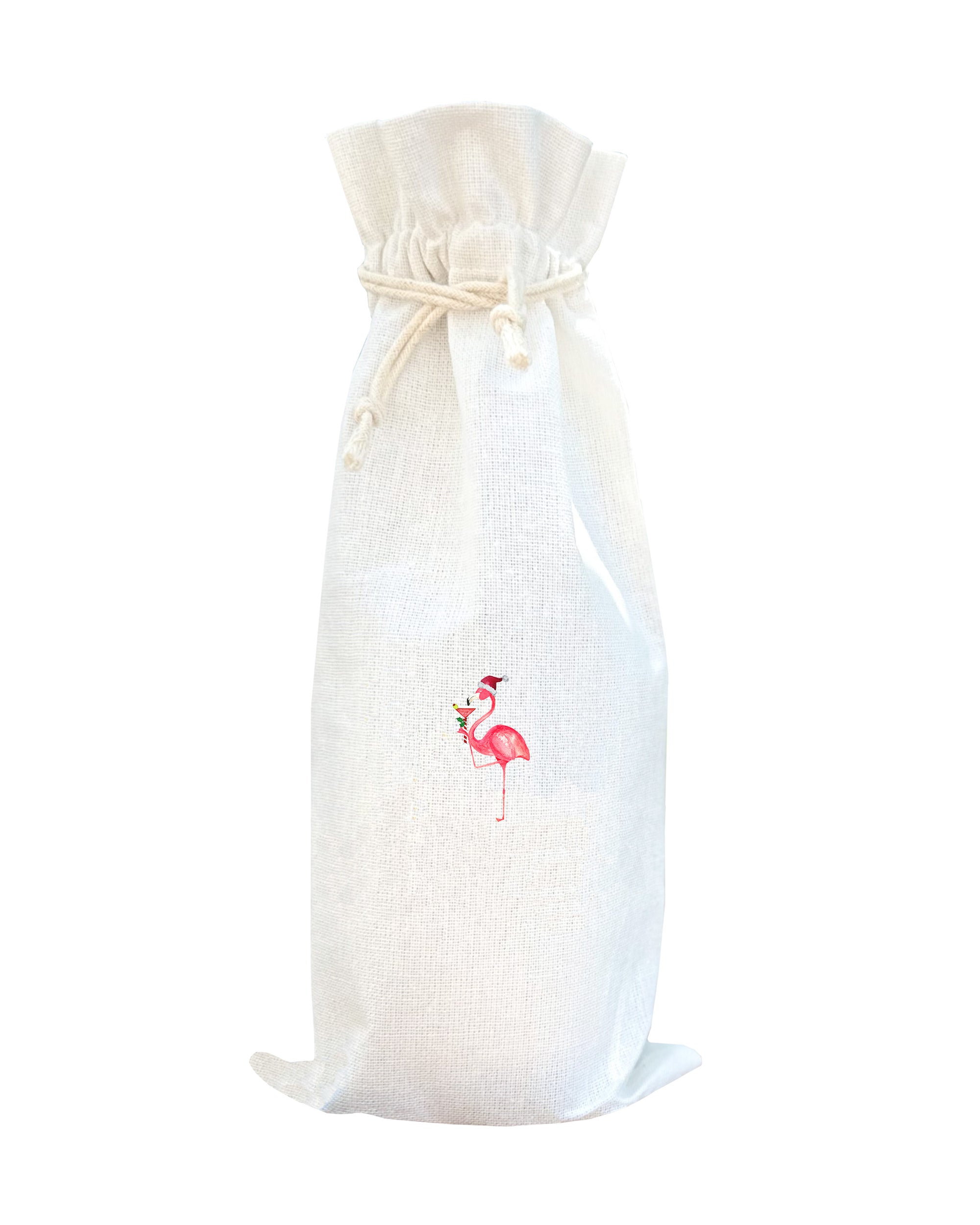 one christmas flamingo with martini wine bag