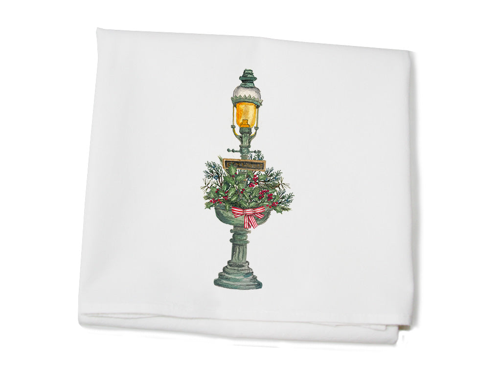 nantucket fountain christmas flour sack towel